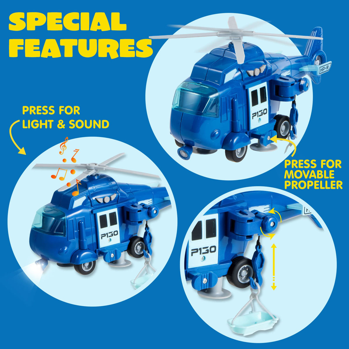 VROOMIX 4-Piece Emergency Vehicle Toy Set with Lights & Sounds