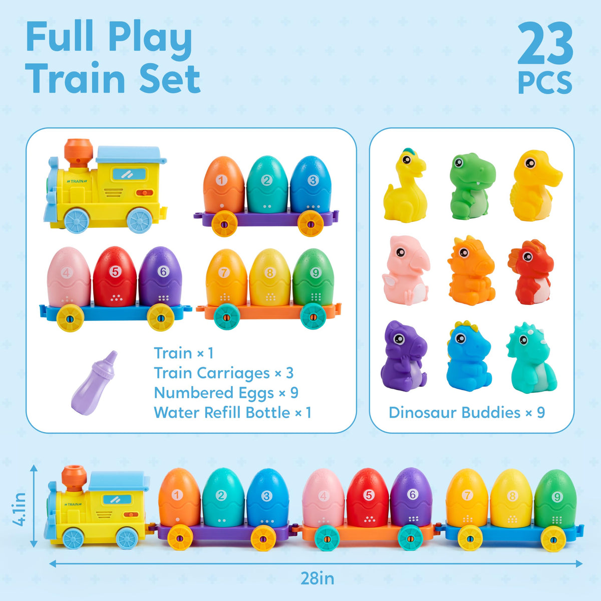 Play-Act Steam Dinosaur Train - Montessori Count & Match Learning Toy