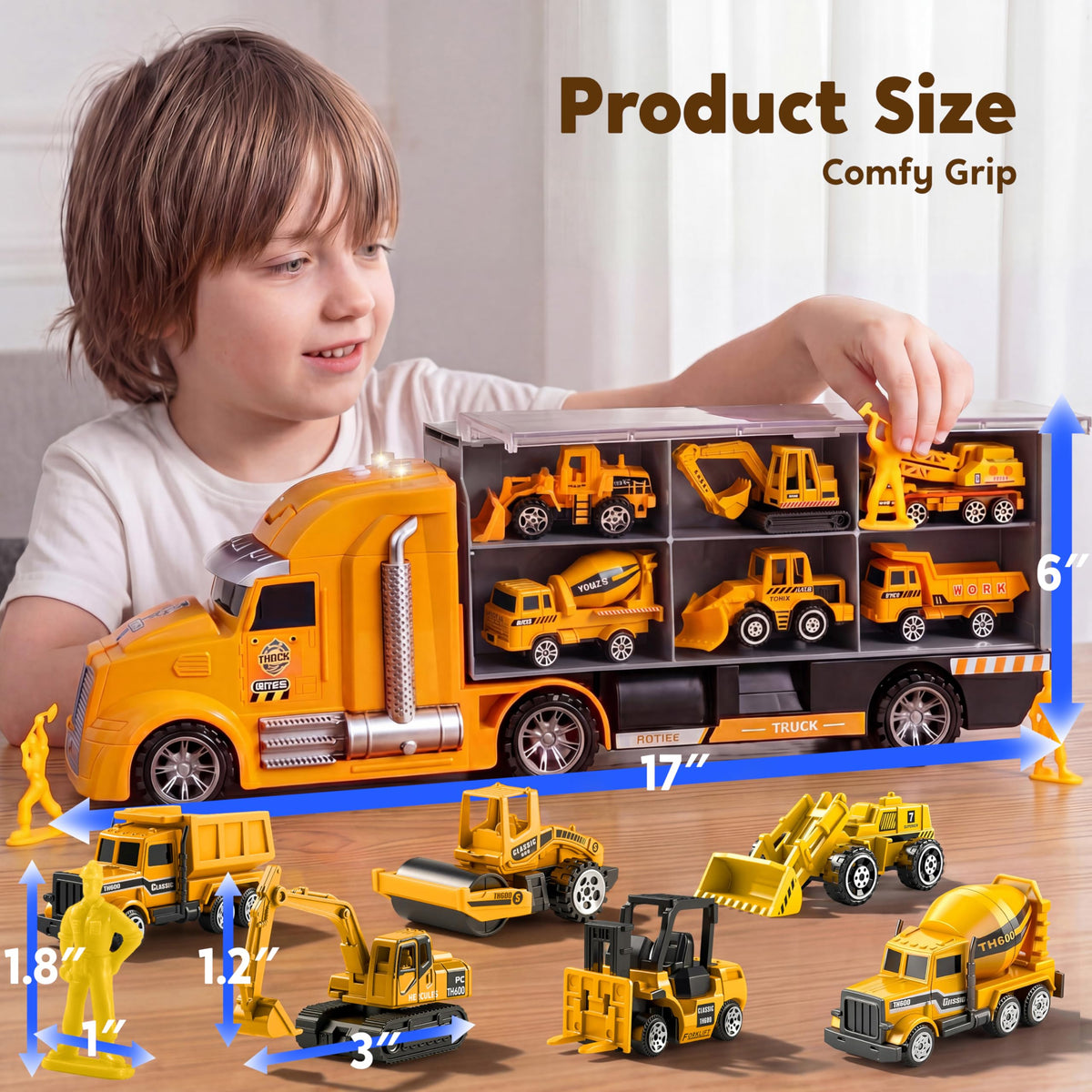 Vroomix 25-in-1 Construction Truck Toy Set - 12 Vehicles & 12 Workers