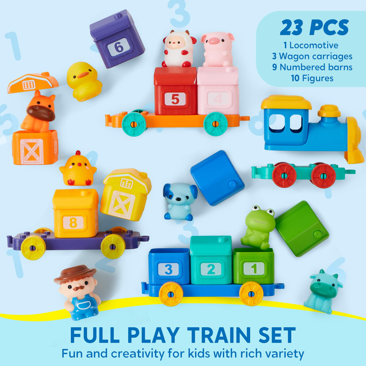 Play-Act Montessori Farm Train - Counting, Matching & Sorting Toy for Ages 1-3