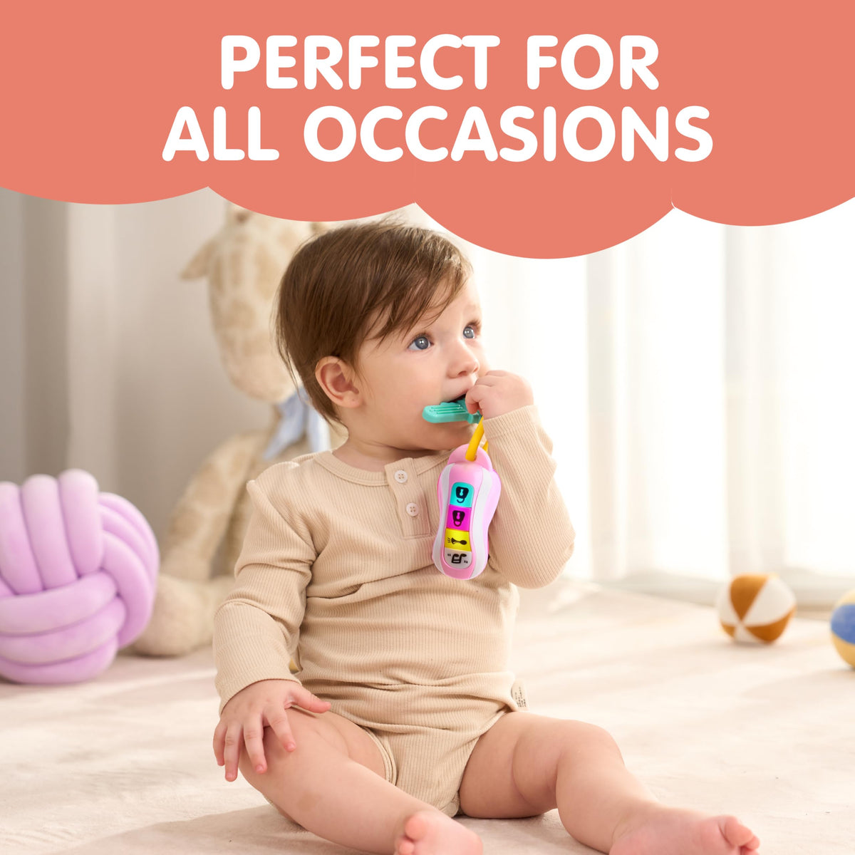 Play-Act Baby Car Keys Teether - Musical Sensory Toy for Ages 10+ Months