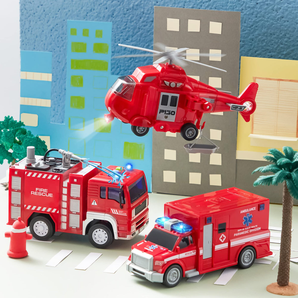 VROOMIX Fire Engine Toy with Lights & Sounds