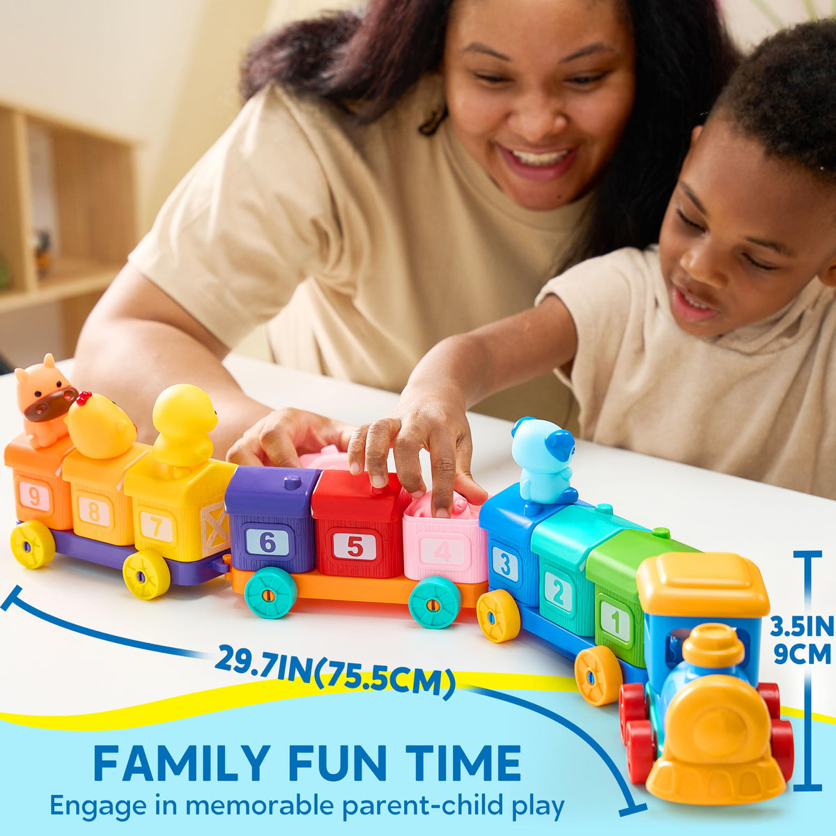 Play-Act Montessori Farm Train - Counting, Matching & Sorting Toy for Ages 1-3