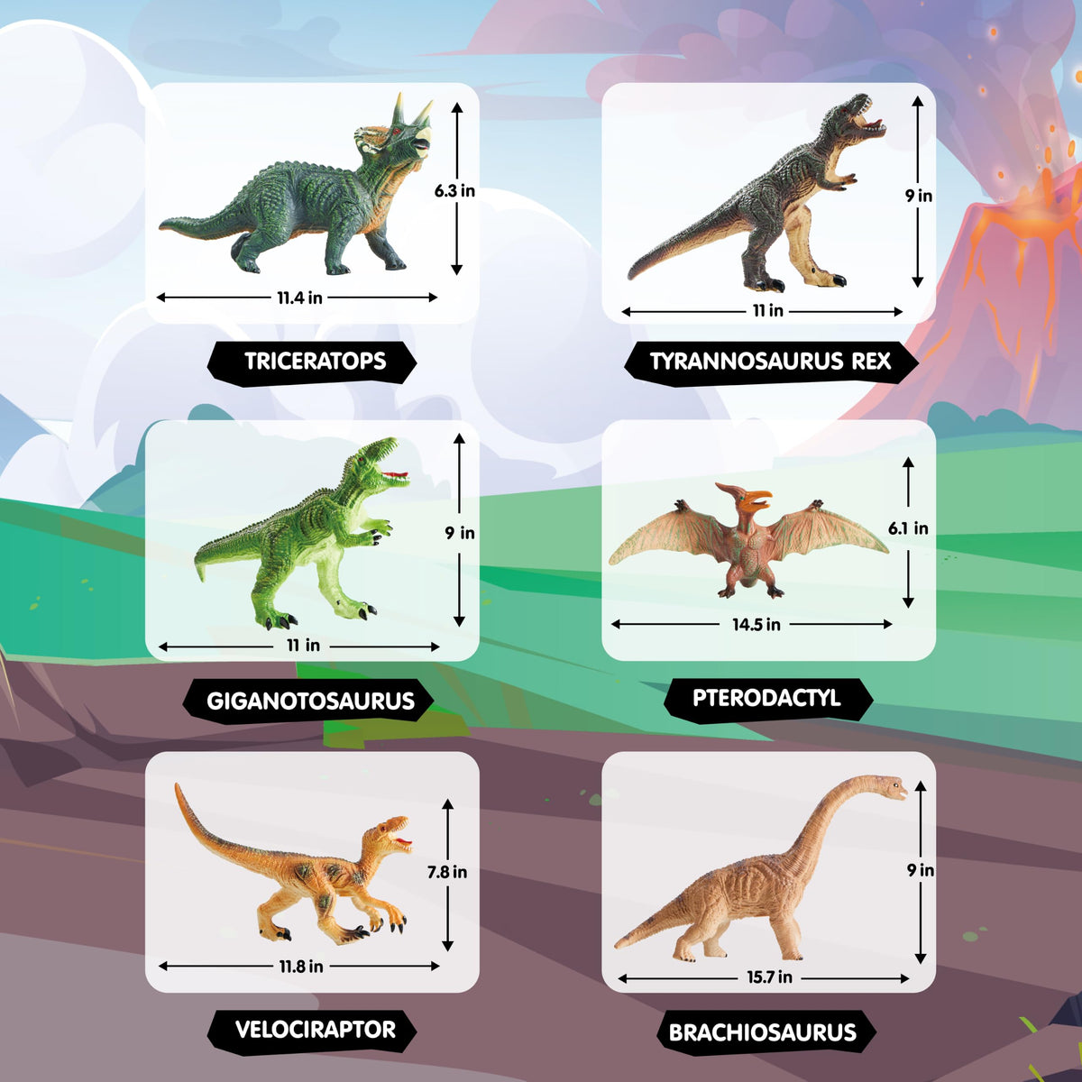 Play-Act Big Soft Dinosaur Figures - Squeeze, Learn, Roar