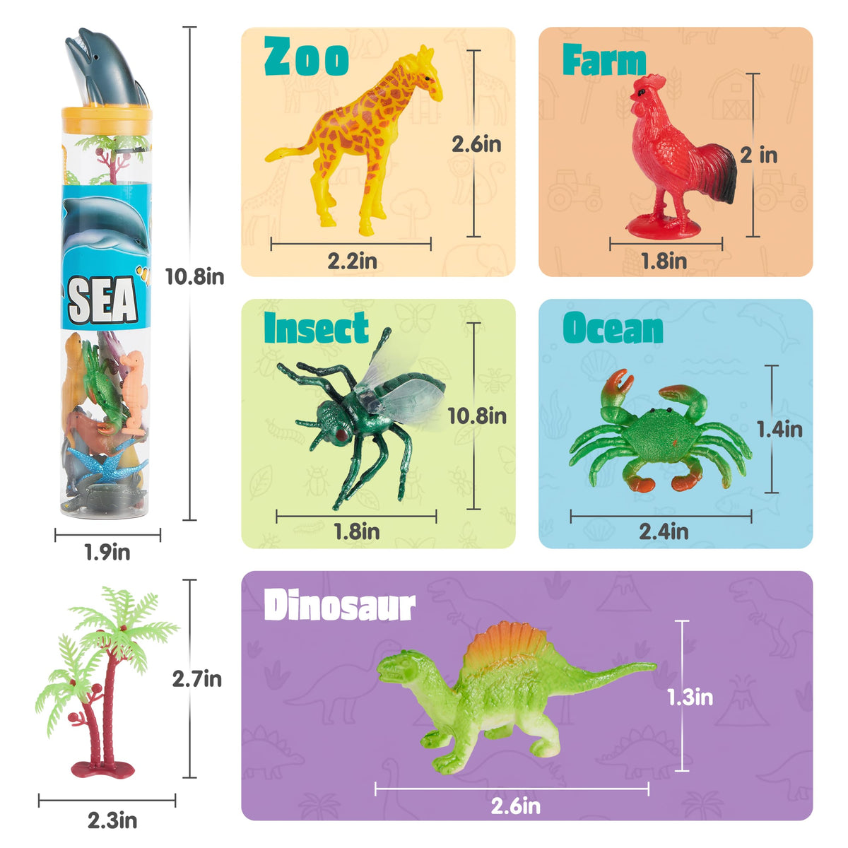 Play-Act 69 PCS Animal Figures - Six Habitats, Endless Adventures