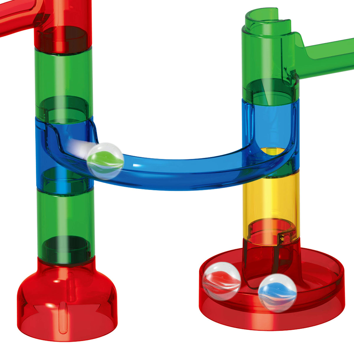 Play-Act 150 PCS Glow Marble Run - STEM Building Blocks Toy with Glass Marbles