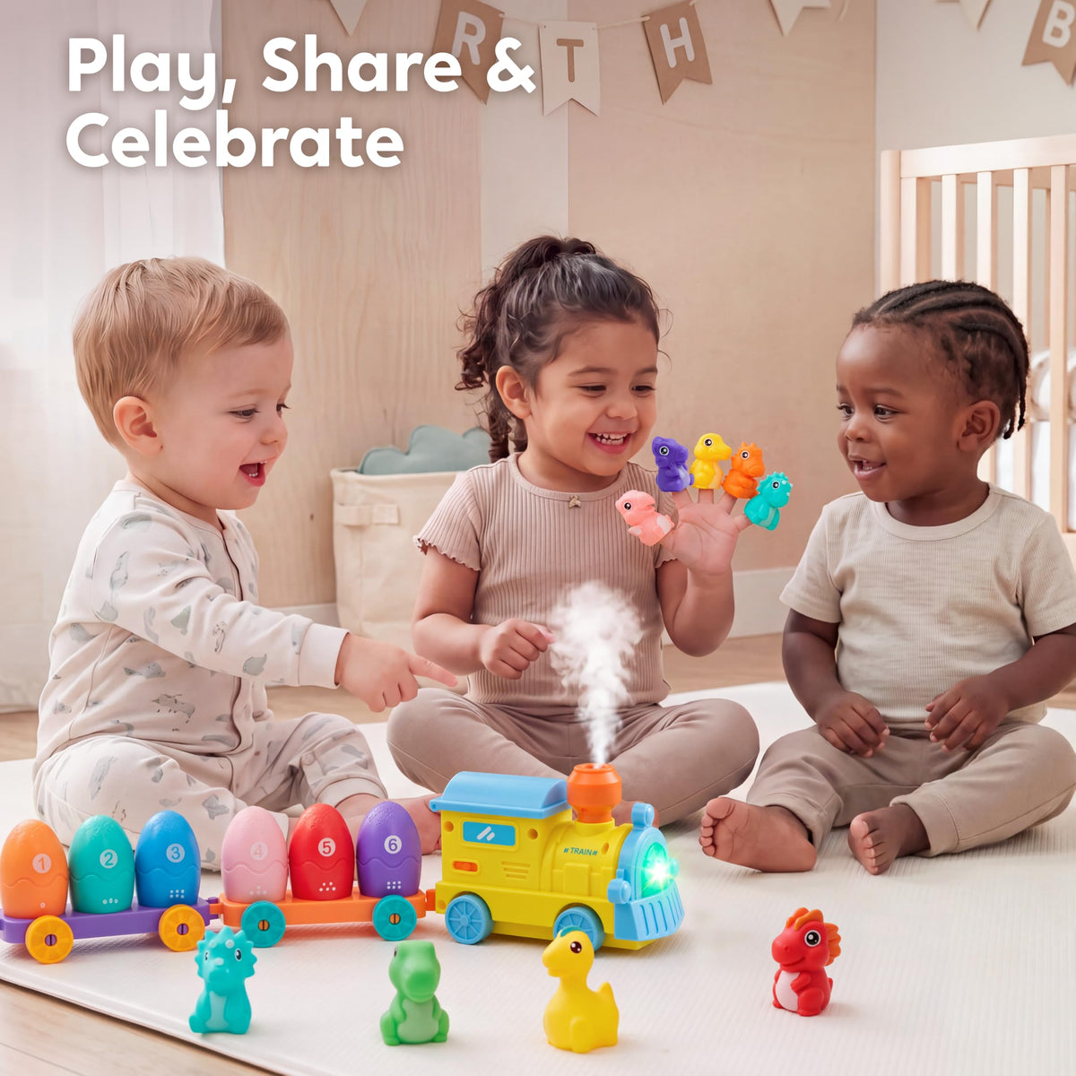 Play-Act Steam Dinosaur Train - Montessori Count & Match Learning Toy