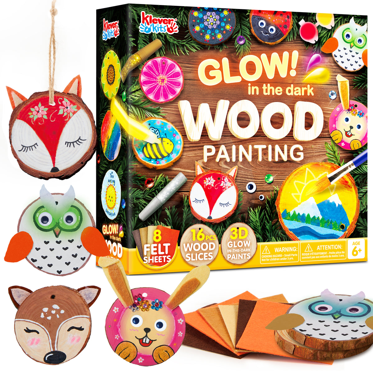 Klever Kits Natural Unfinished Wood Slices Painting & Craft Kit