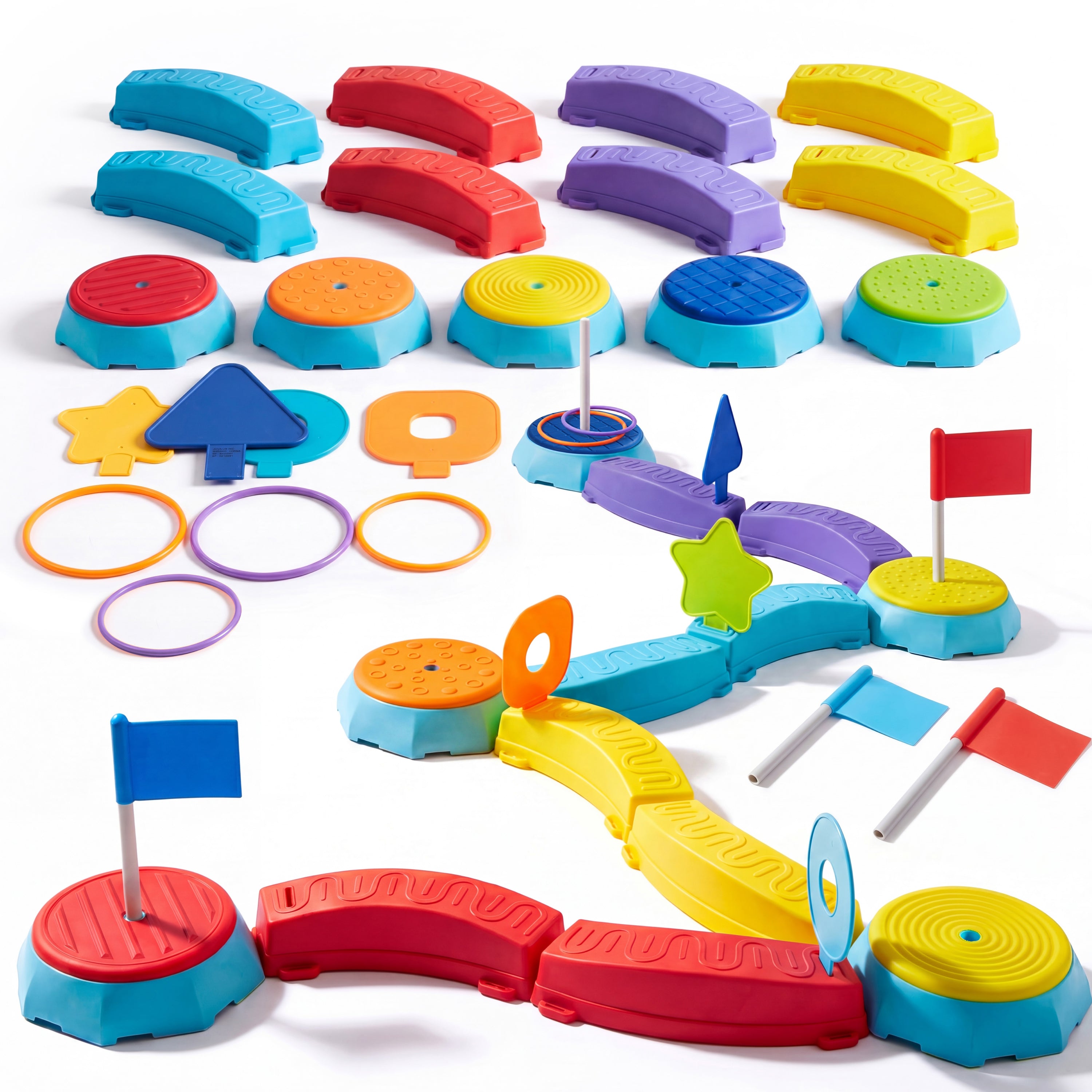 Plat-Act 4-in-1 Kids Balance Beam & Stepping Stones Set