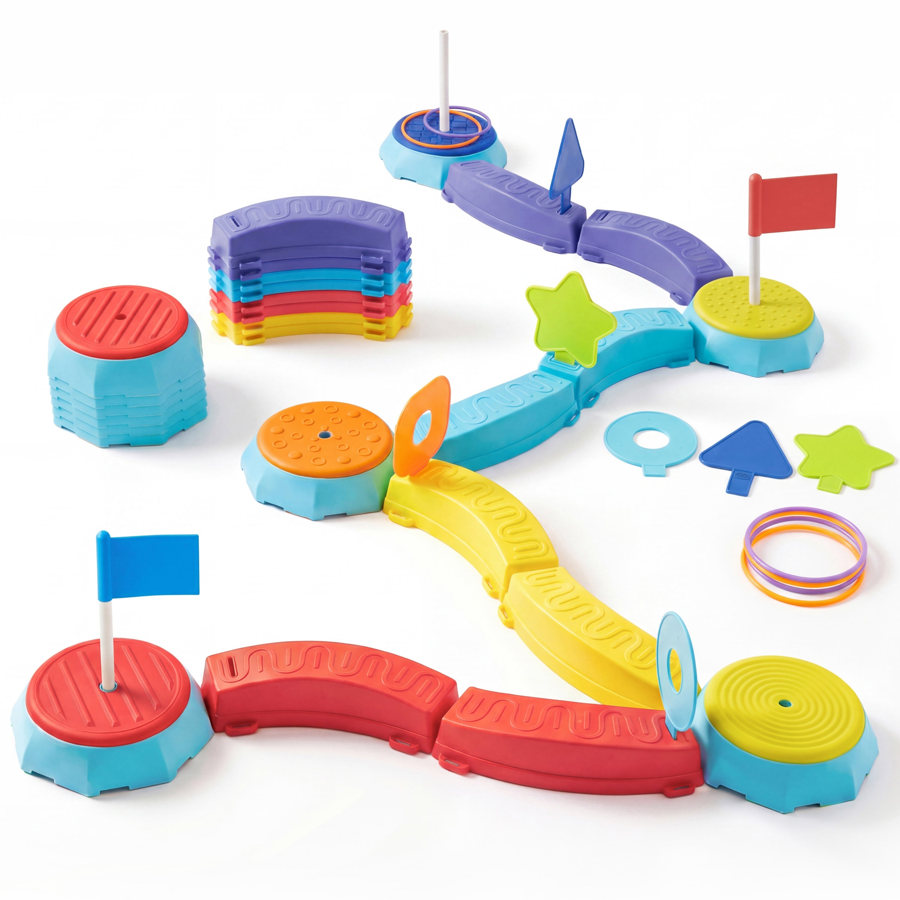 Plat-Act 4-in-1 Kids Balance Beam & Stepping Stones Set