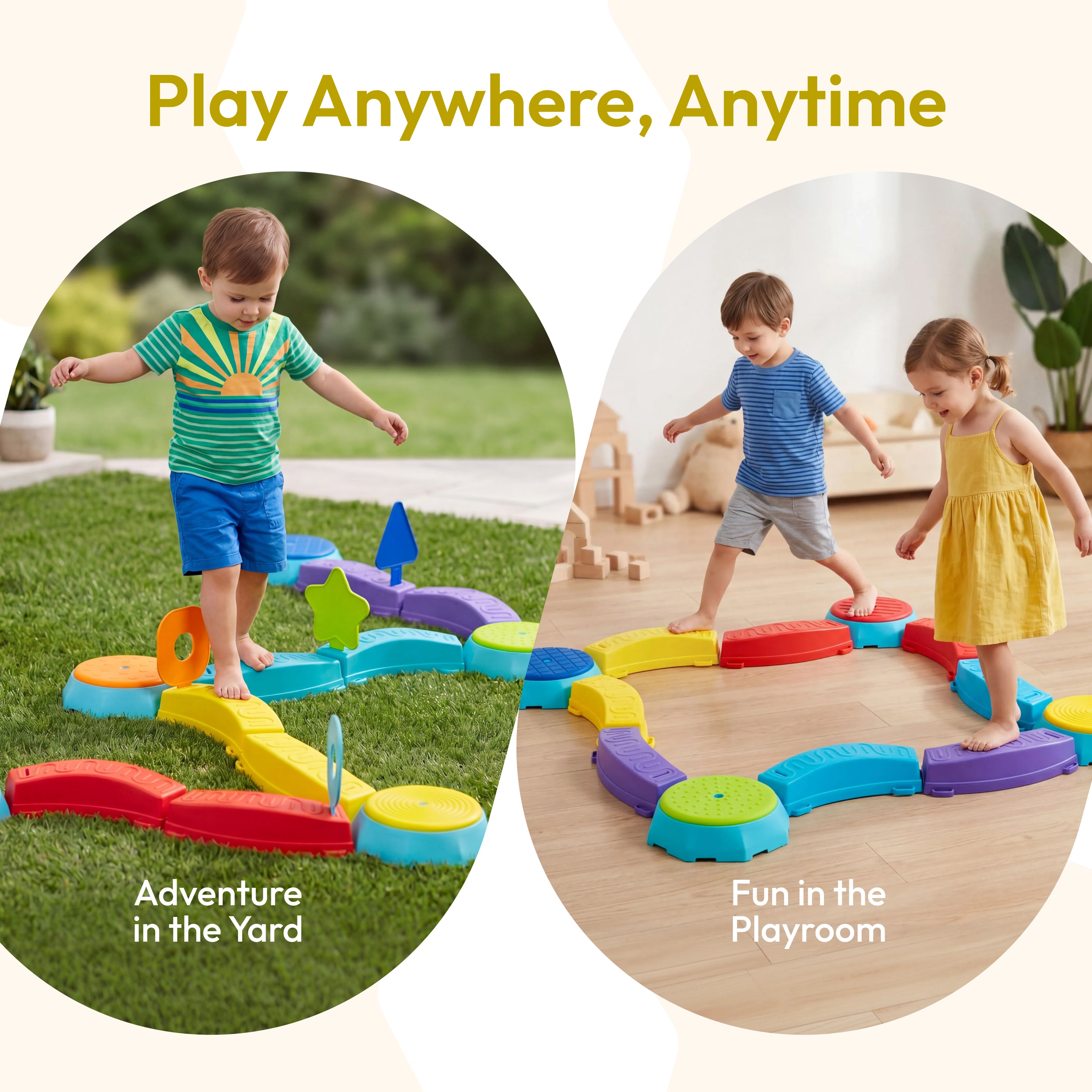 Plat-Act 4-in-1 Kids Balance Beam & Stepping Stones Set