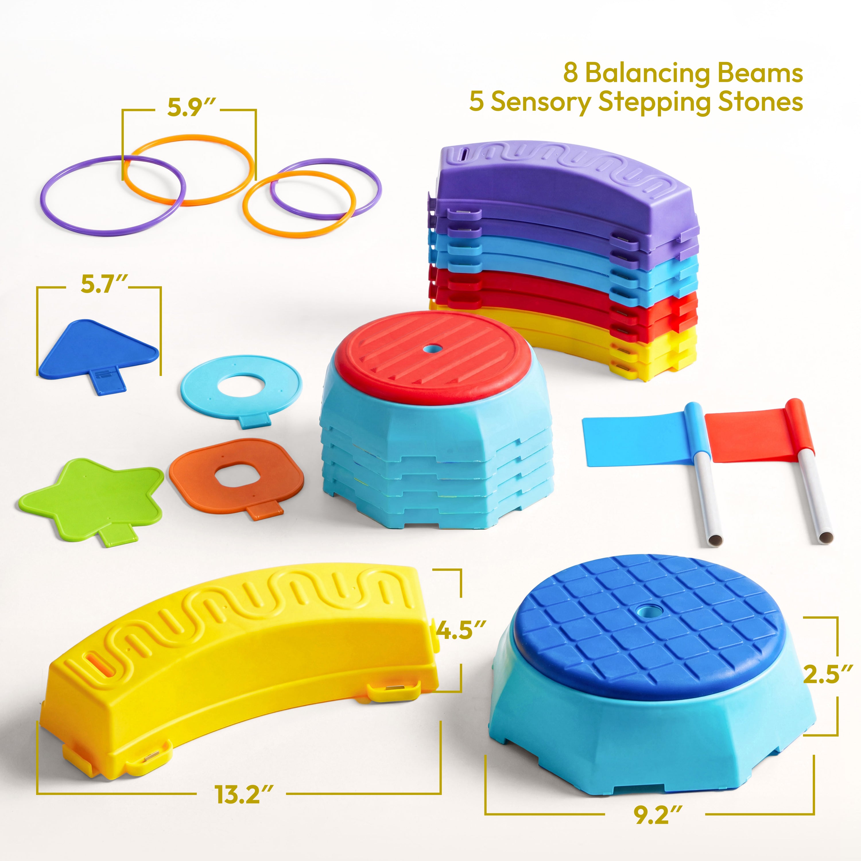 Plat-Act 4-in-1 Kids Balance Beam & Stepping Stones Set