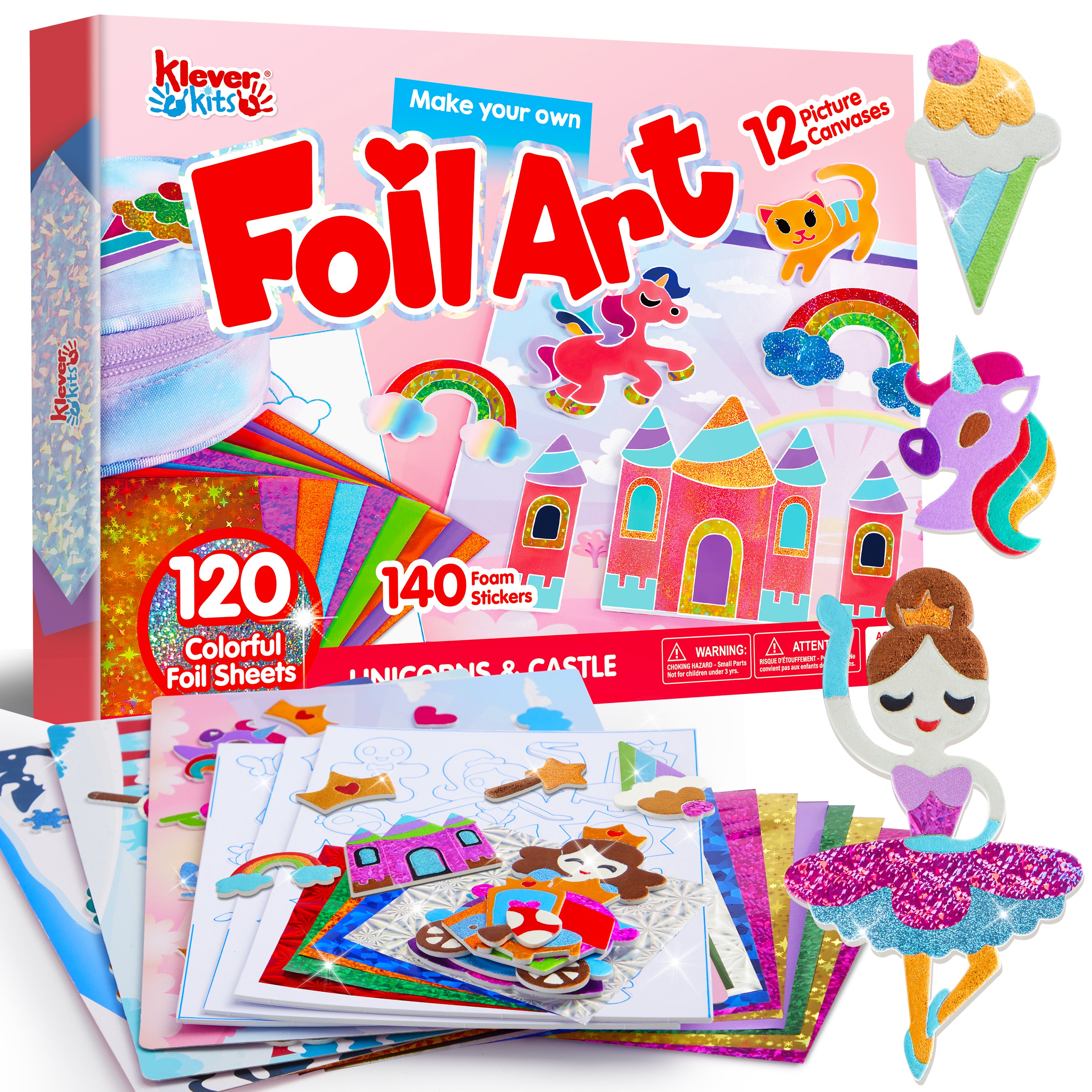 Klever Kits Mess-Free Foil Art Craft Kit for Kids Age 4+