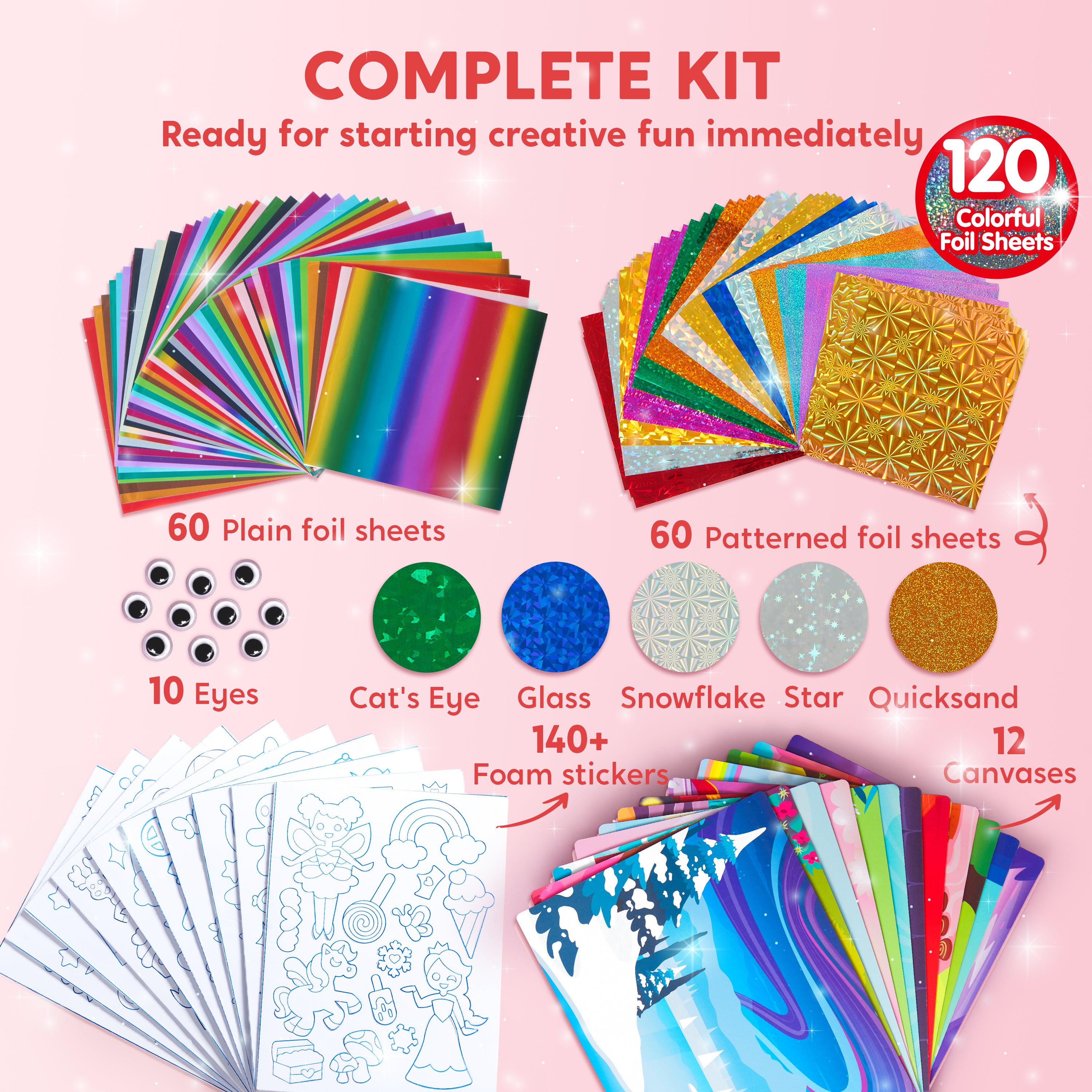 Klever Kits Mess-Free Foil Art Craft Kit for Kids Age 4+