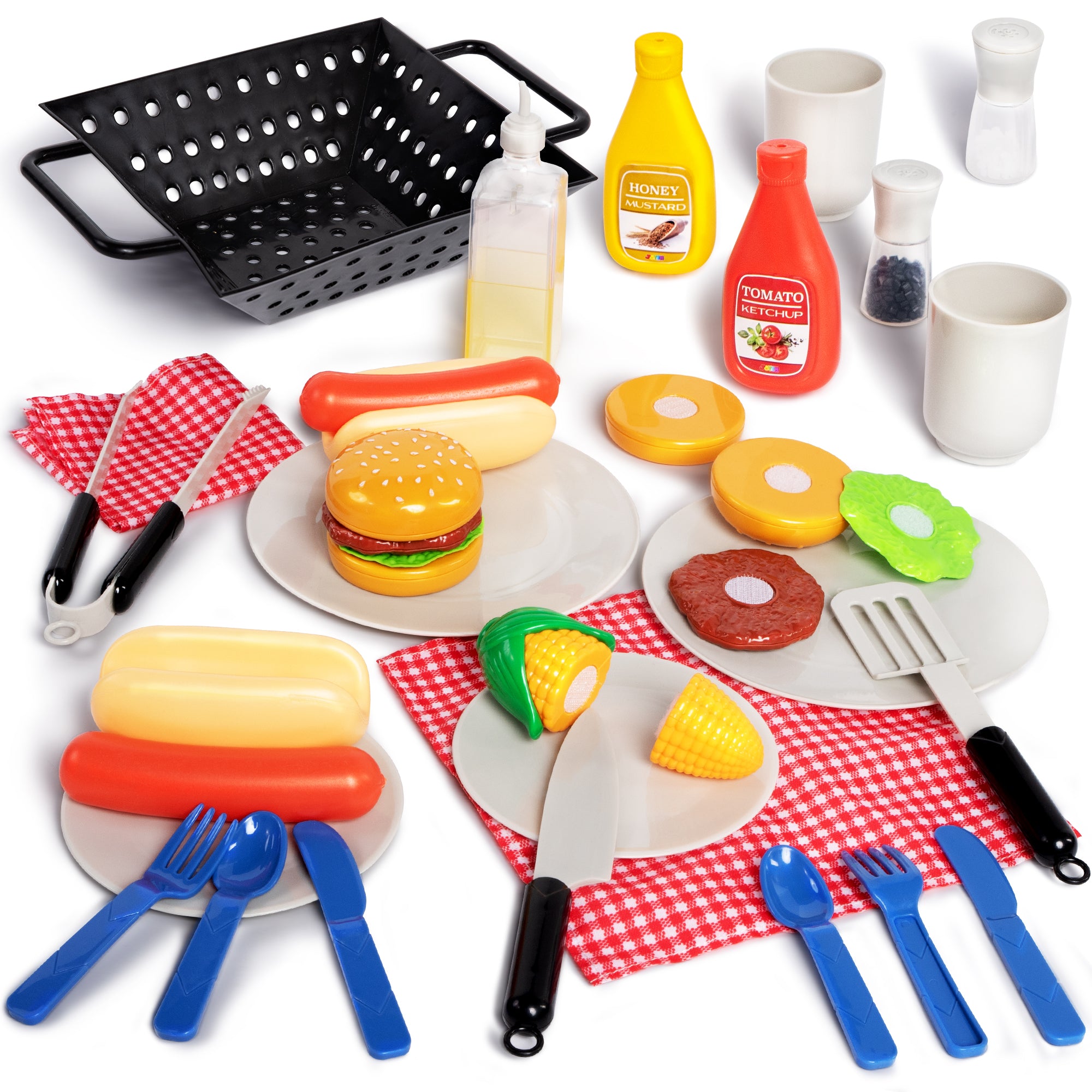 Play-Act 27-Piece Kids BBQ Grill & Play Food Set Ages 3+