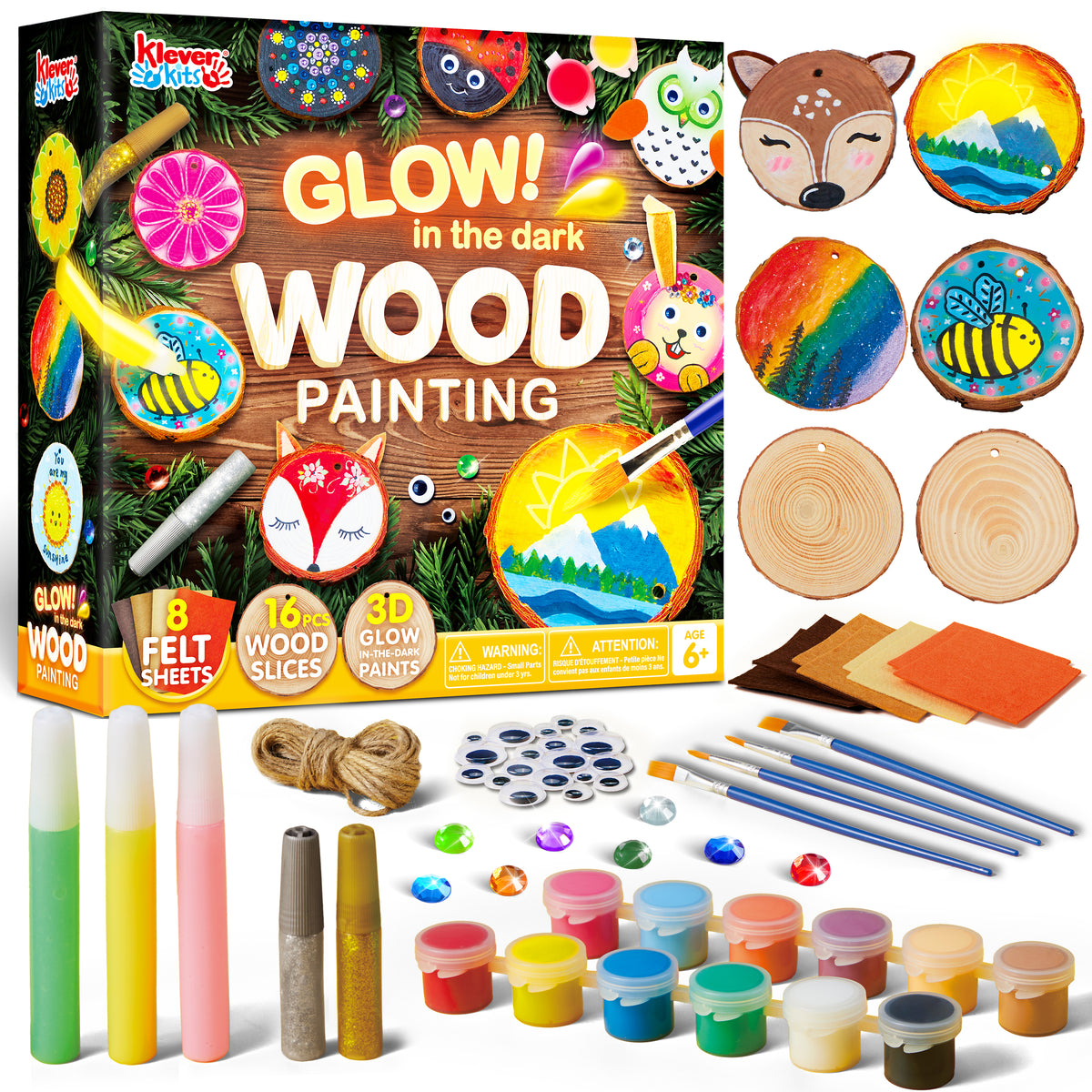Klever Kits Natural Unfinished Wood Slices Painting & Craft Kit