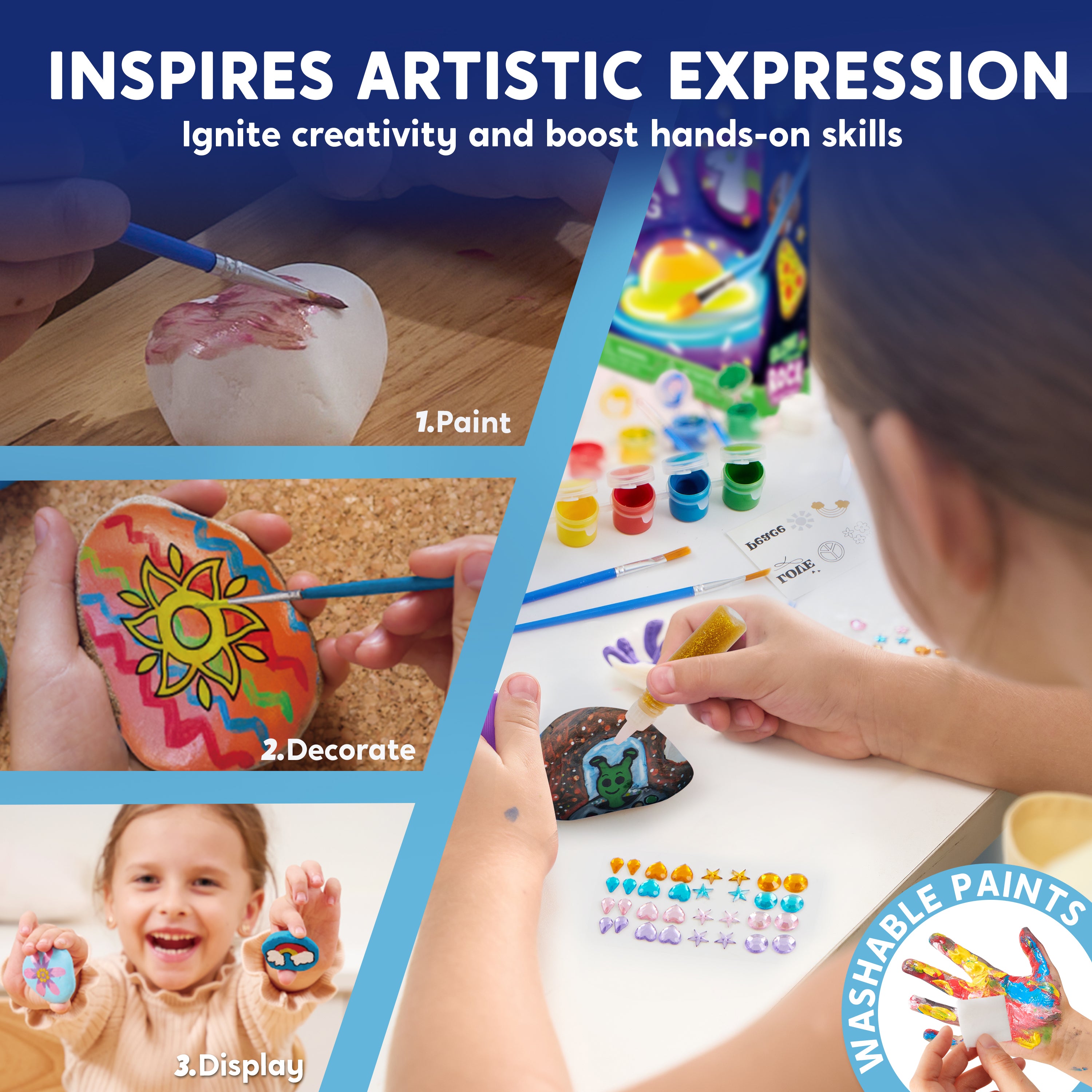 Klever Kits Glow in the Dark Rock Painting Kit for Kids Ages 6-12