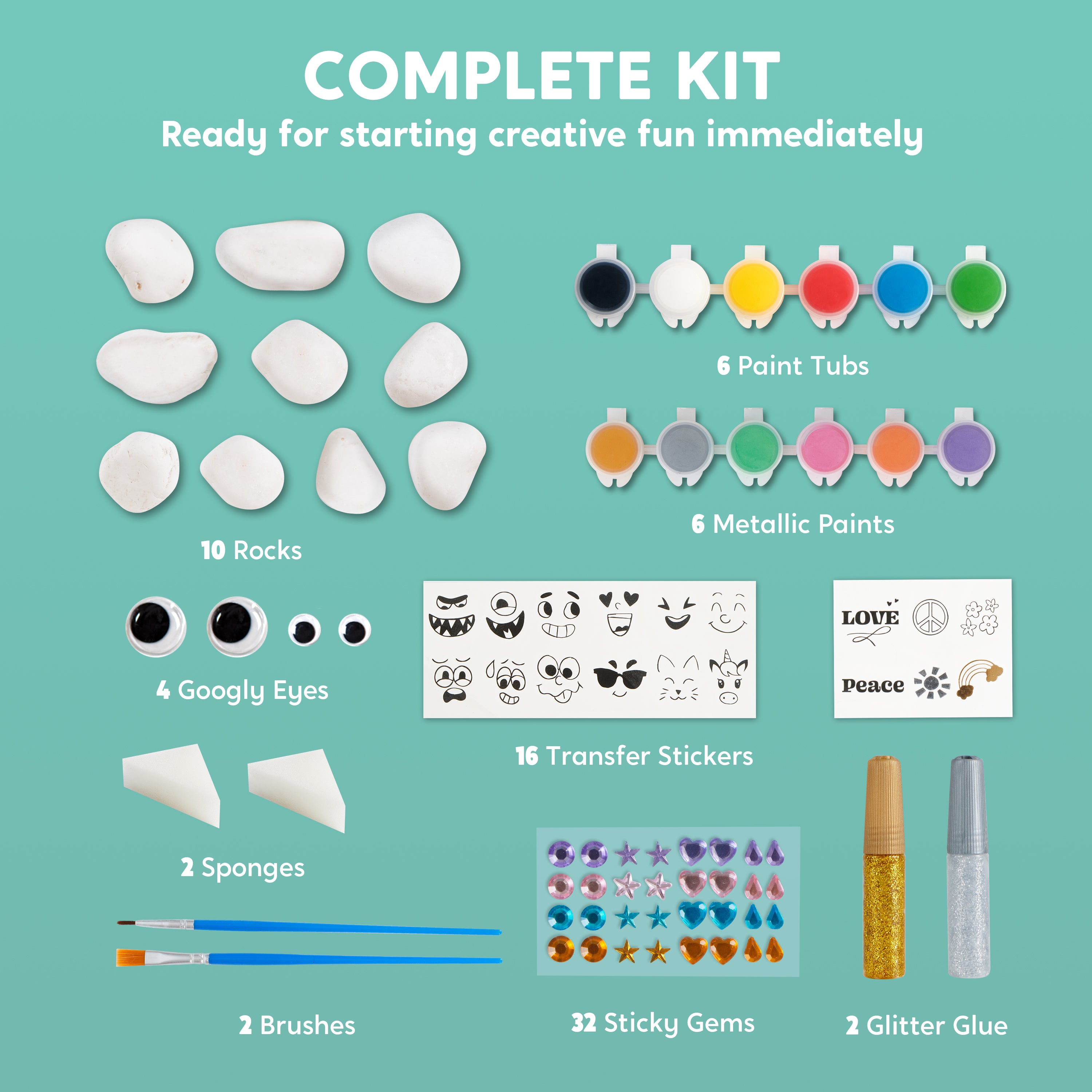 Klever Kits DIY Rock Painting Craft Kit for Kids Ages 6-12