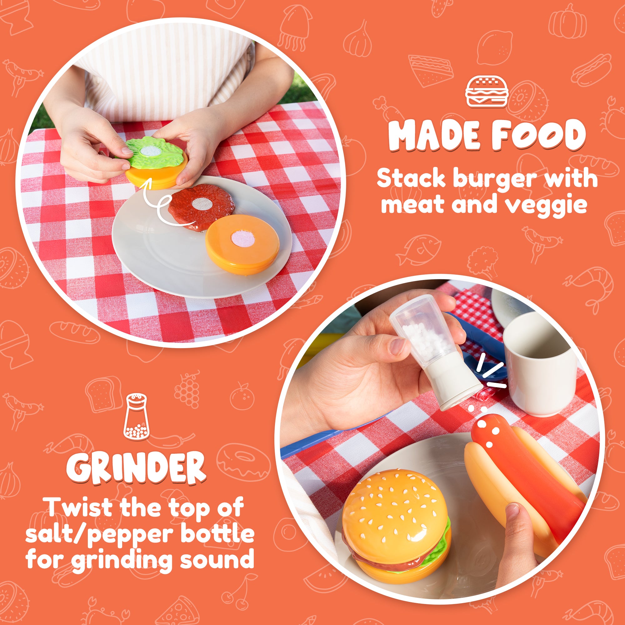 JOYIN Kids BBQ Grill & Play Food Toy Set for Toddlers