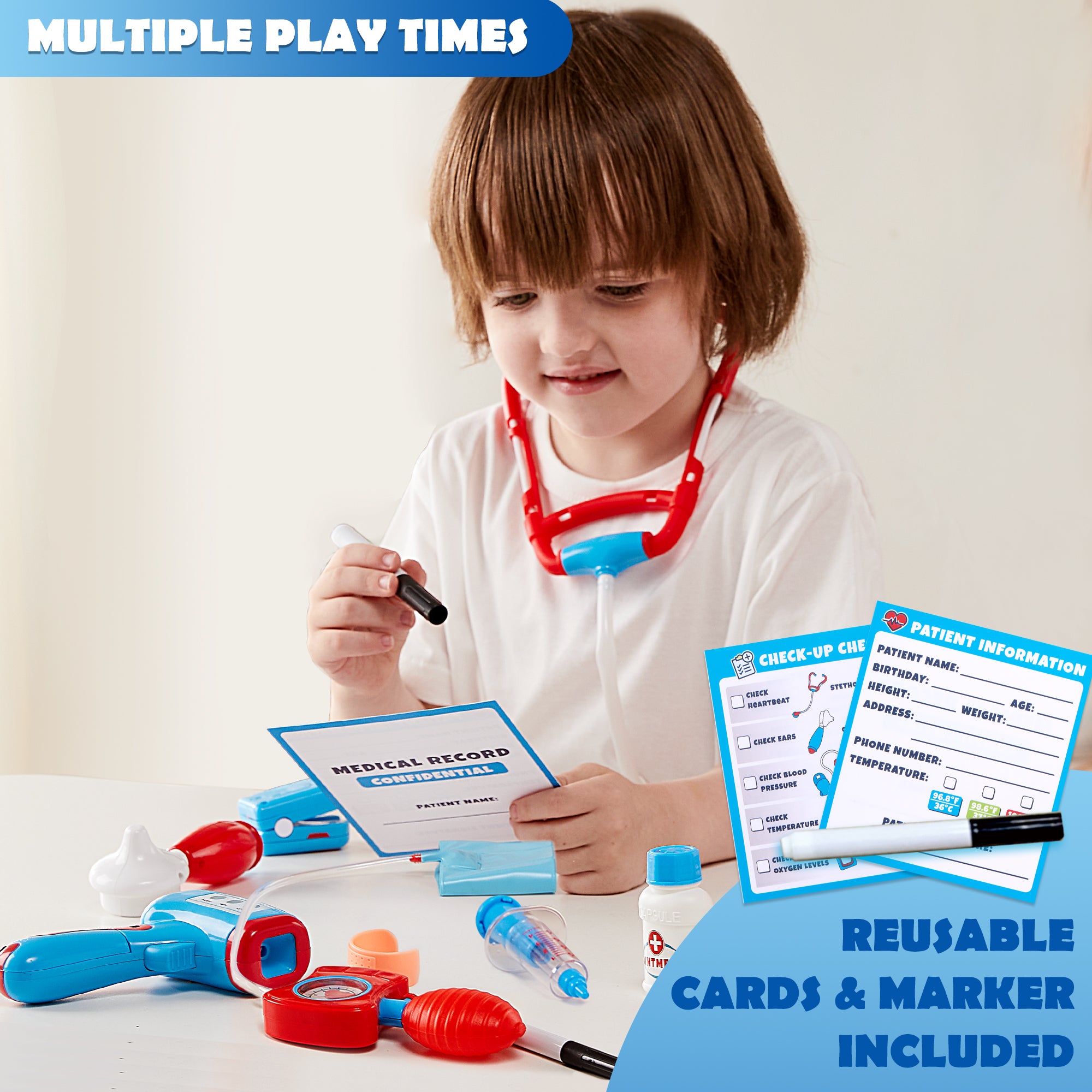 Play-Act Pretend Doctor Medical Playset with Bag (16 Pcs)