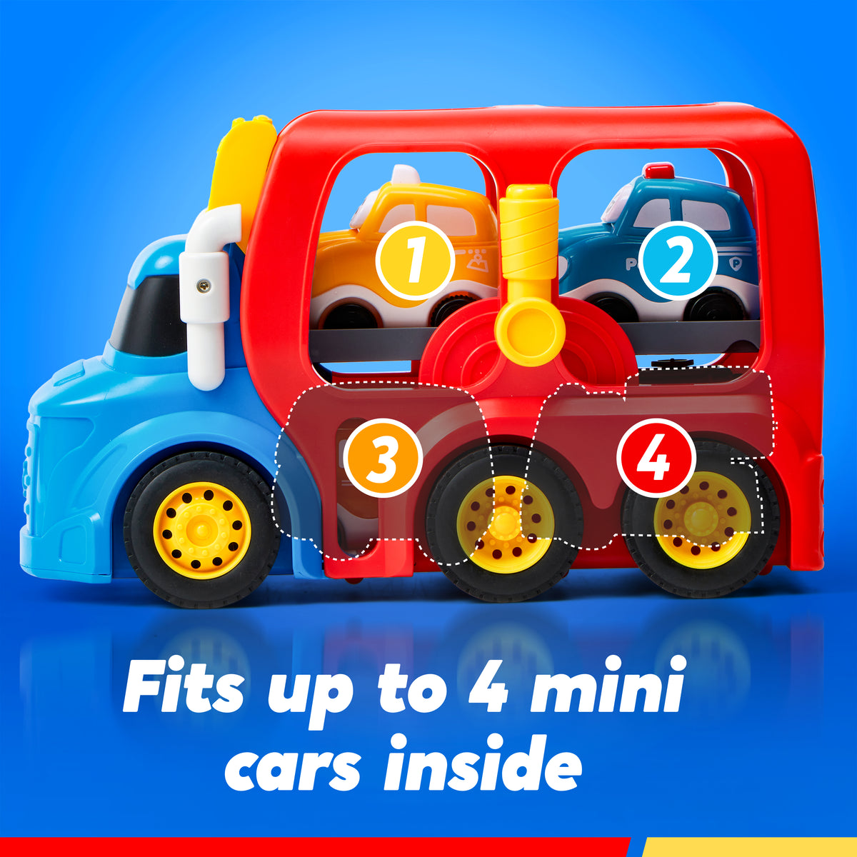 VROOMIX 4-in-1 City Transport Carrier Truck Toy Set for Toddlers