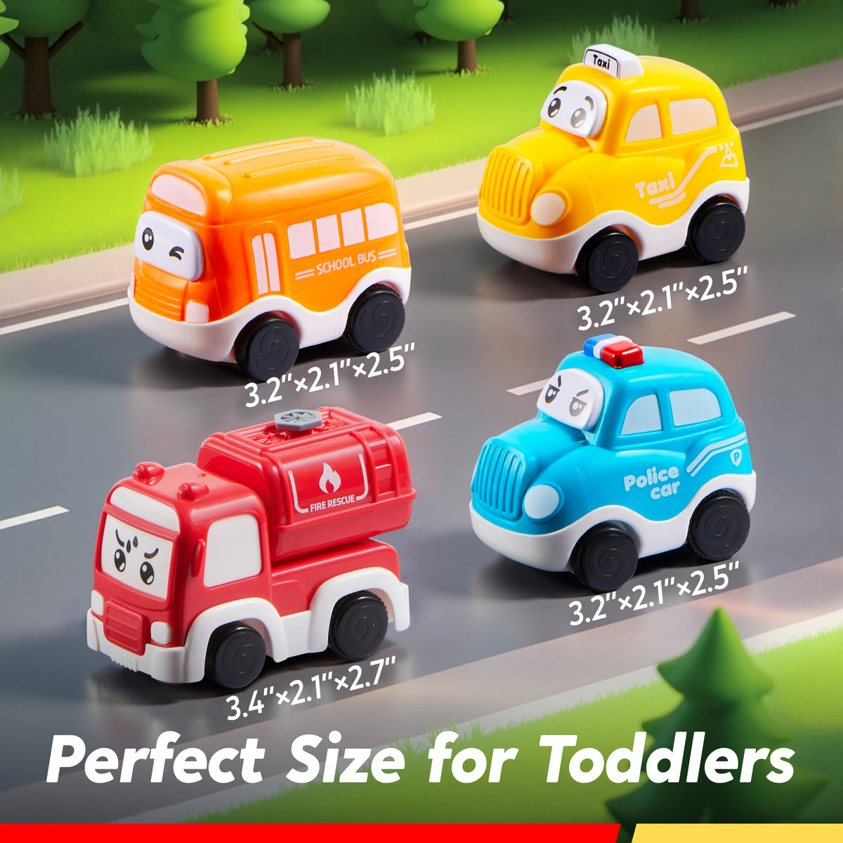 VROOMIX 4-in-1 City Transport Carrier Truck Toy Set for Toddlers