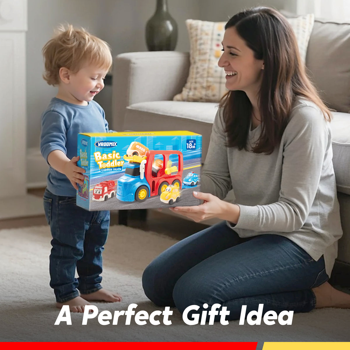 VROOMIX 4-in-1 City Transport Carrier Truck Toy Set for Toddlers