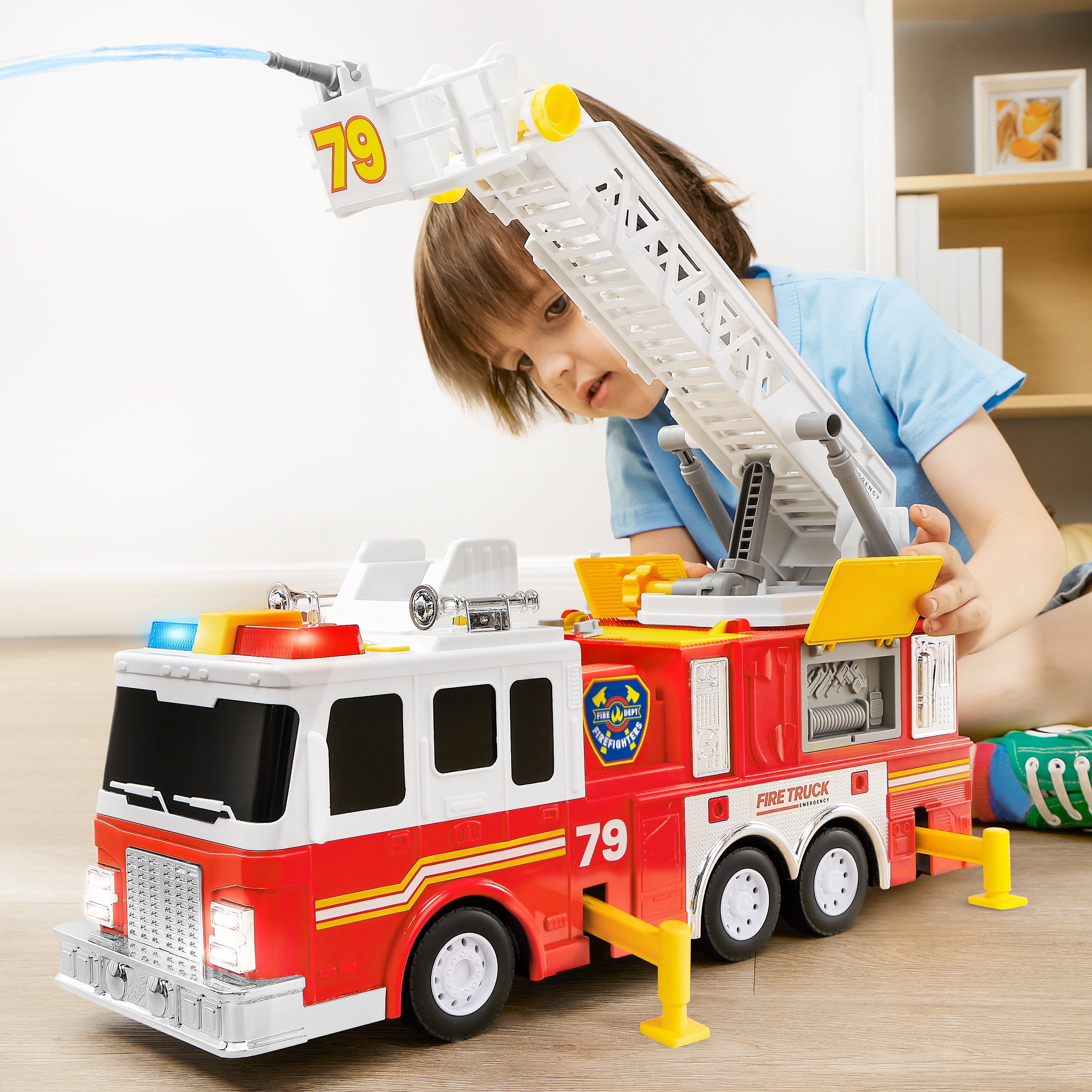 JOYIN Extra Large Fire Truck Toy with Water Pump & Ladder