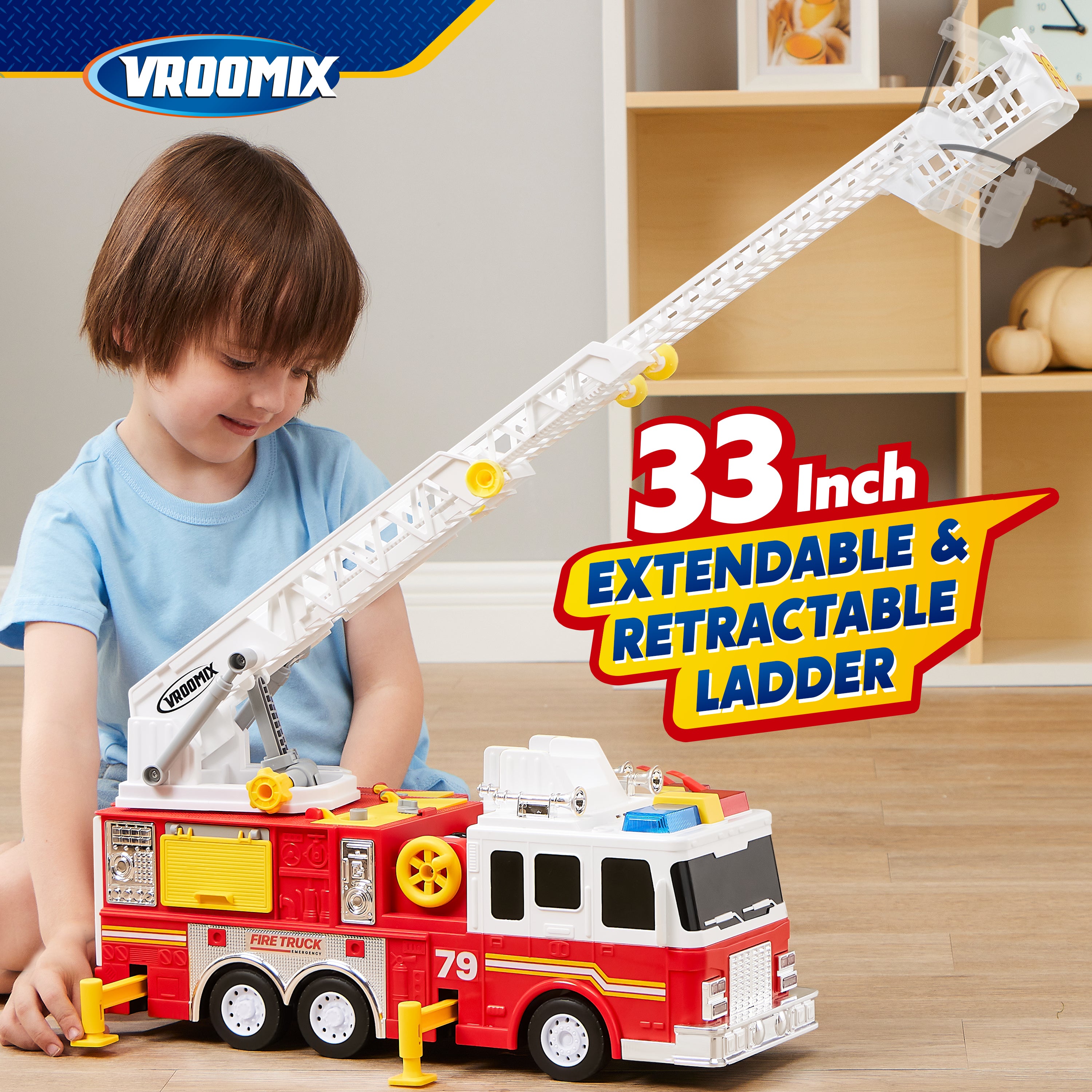 JOYIN Extra Large Fire Truck Toy with Water Pump & Ladder