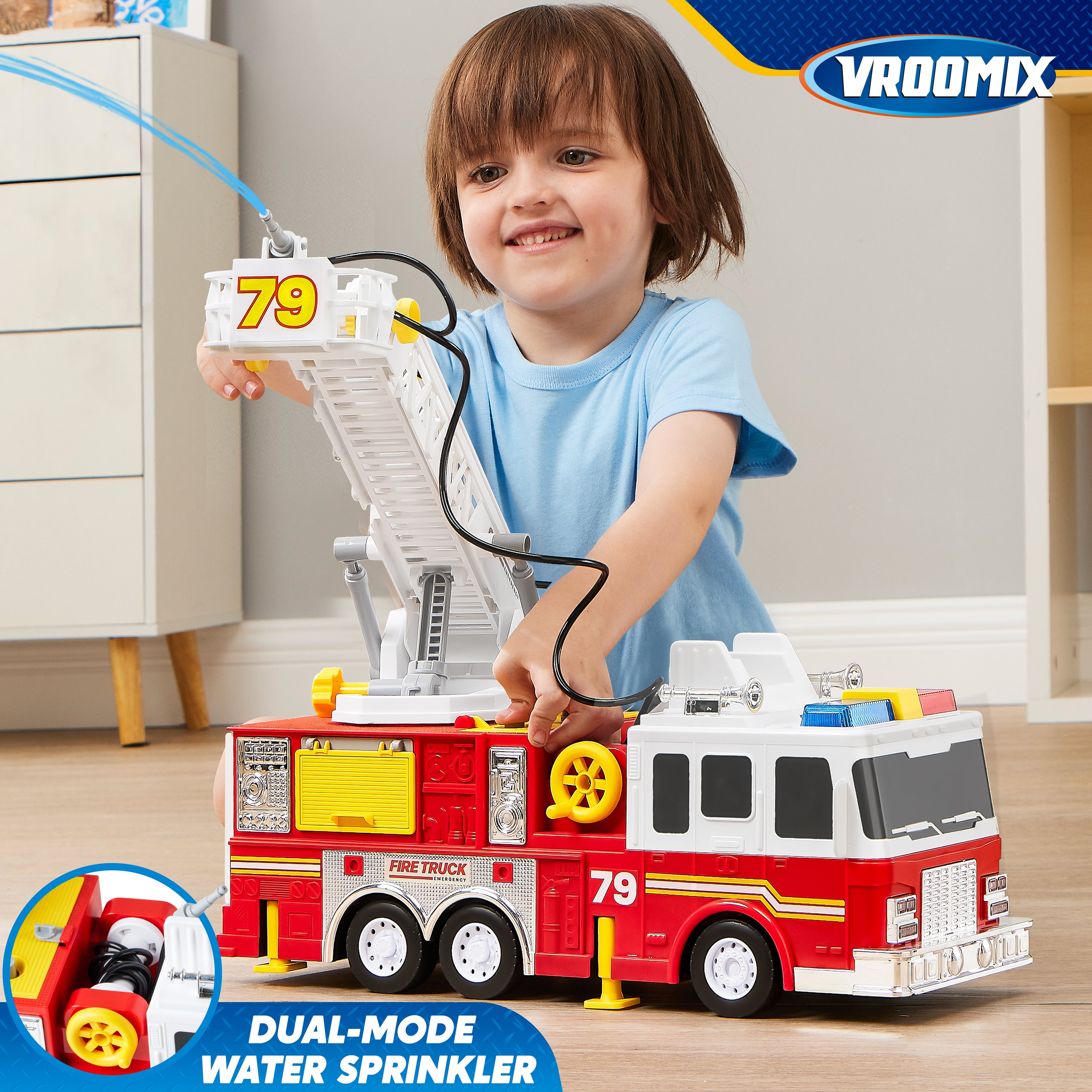 JOYIN Extra Large Fire Truck Toy with Water Pump & Ladder