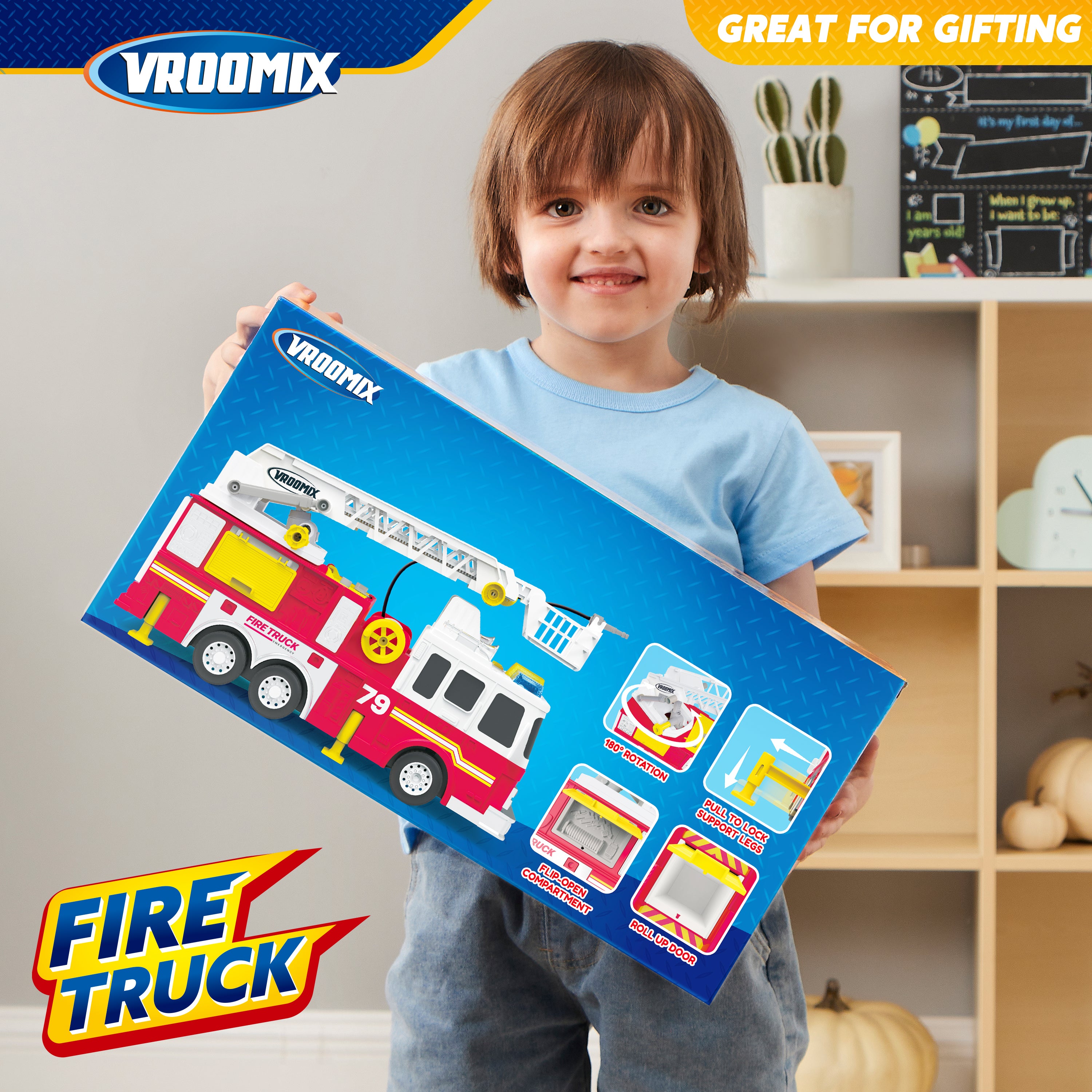 JOYIN Extra Large Fire Truck Toy with Water Pump & Ladder