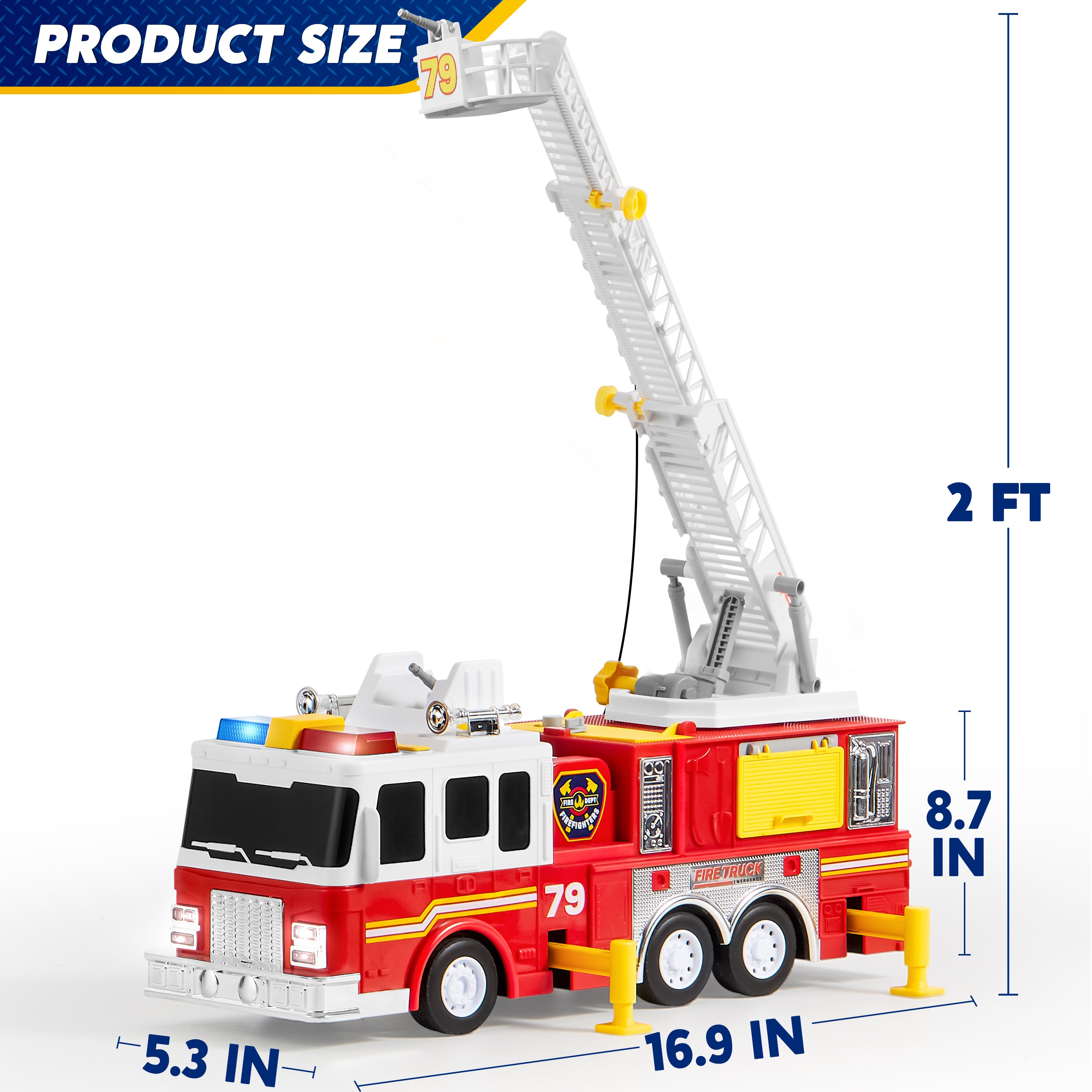 JOYIN Extra Large Fire Truck Toy with Water Pump & Ladder