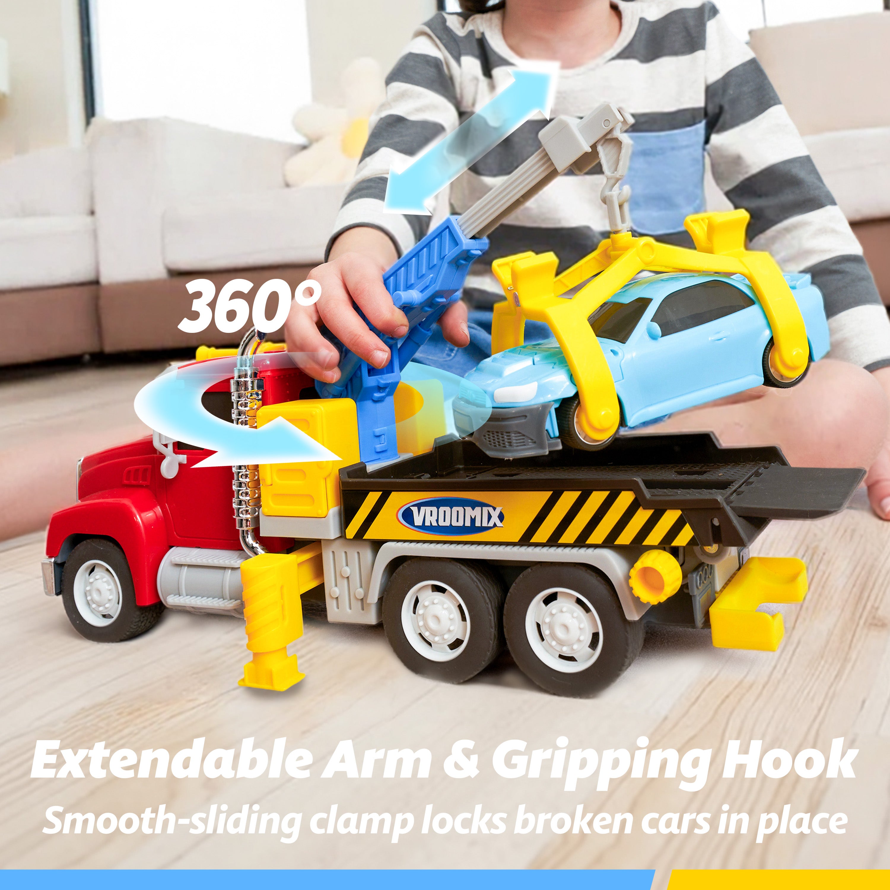 VROOMIX Tow Truck Toy Set with Lights & Sounds Age 3+