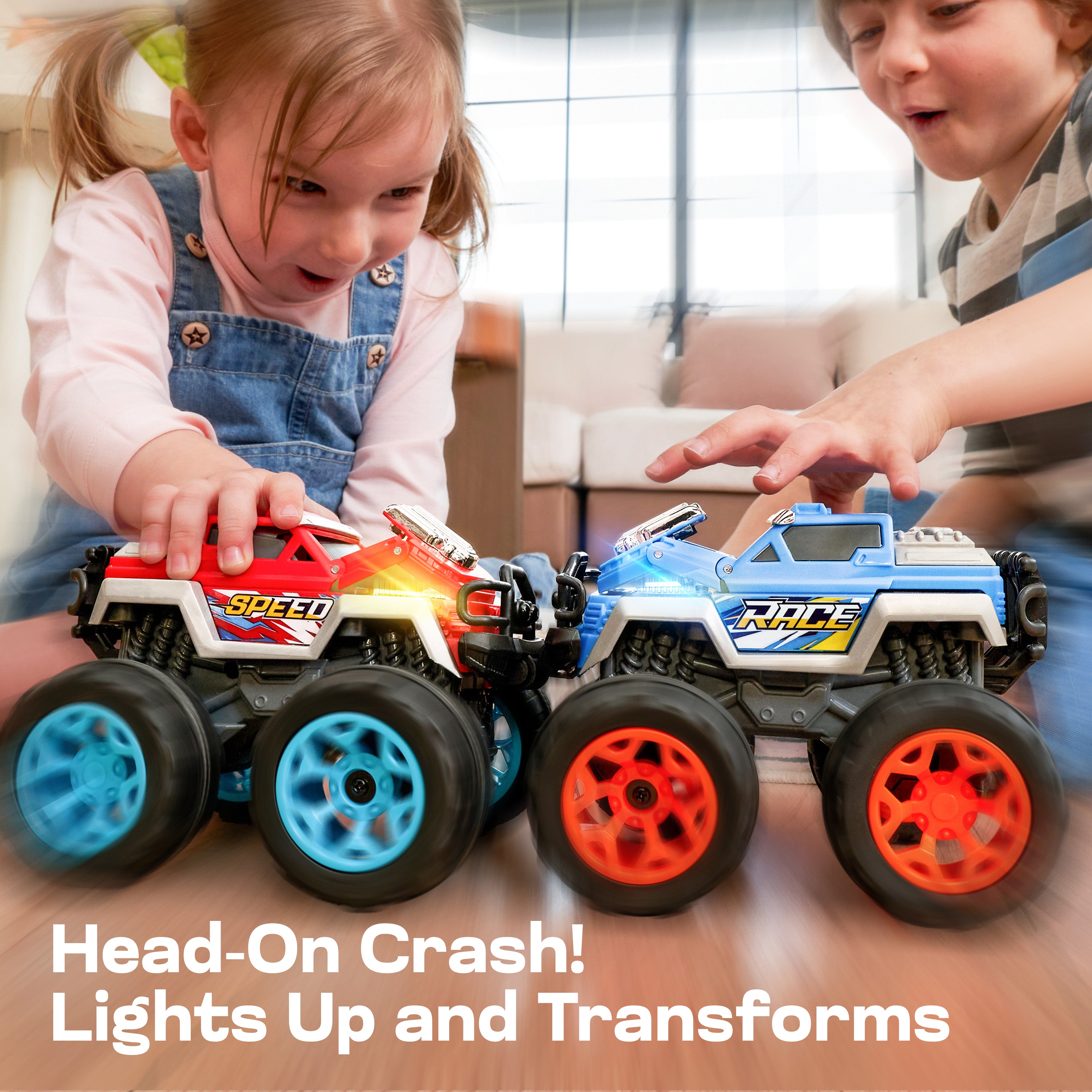 VROOMIX Crash & Smash Monster Truck Toy Set (2-Pack)
