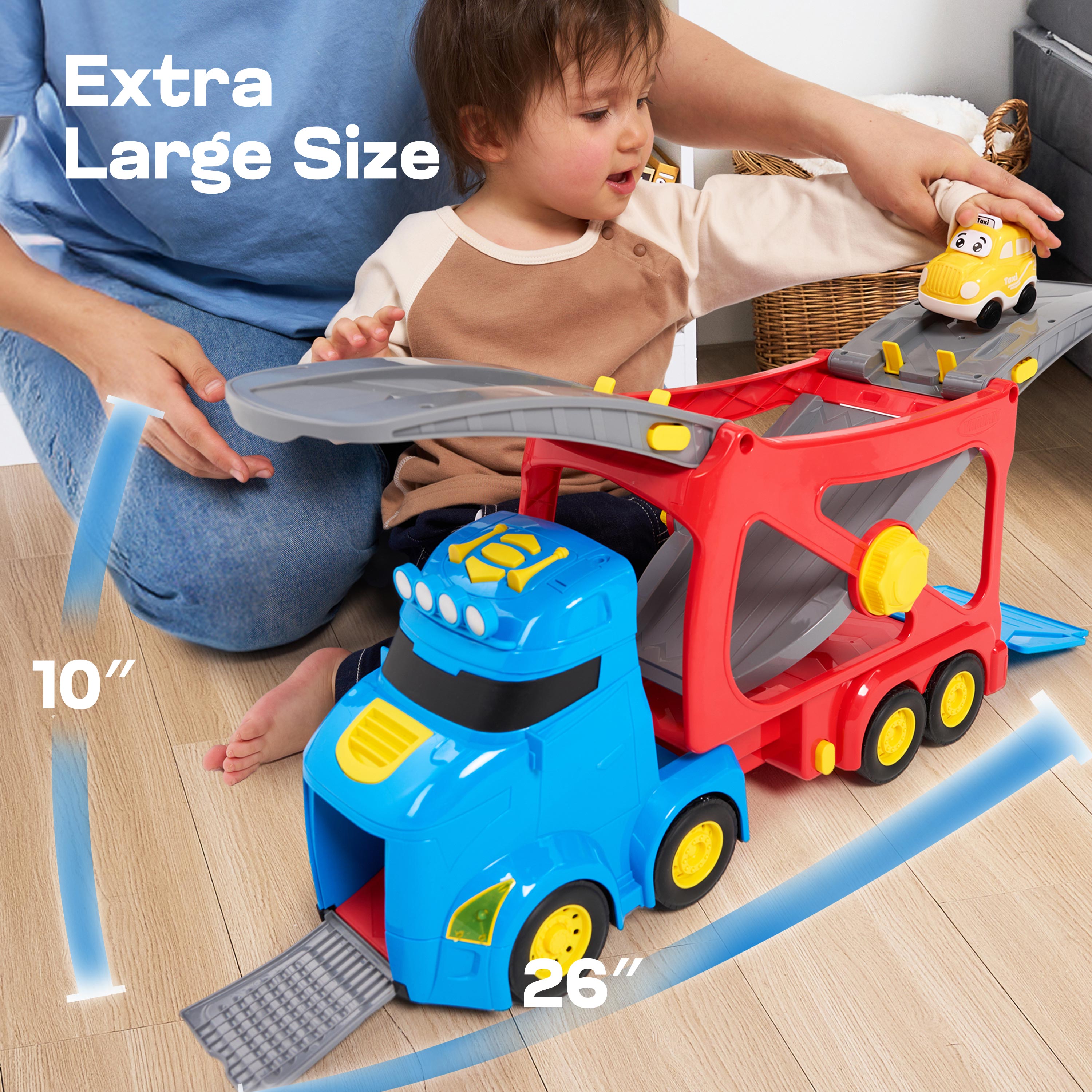 VROOMIX 7-in-1 City Transport Carrier Truck Set with Lights & Sounds