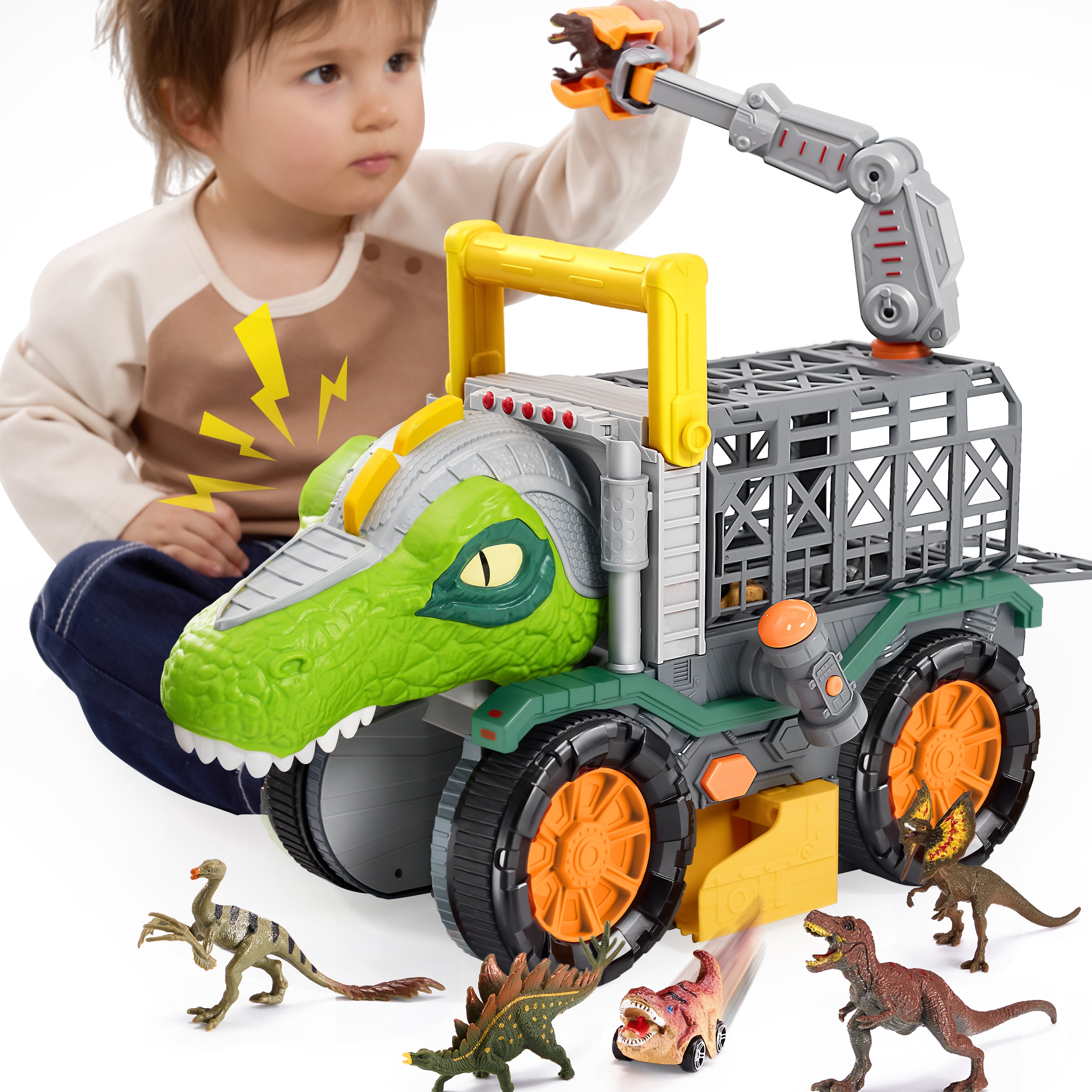 VROOMIX T-Rex Dinosaur Carrier Truck Playset with Dart Launcher