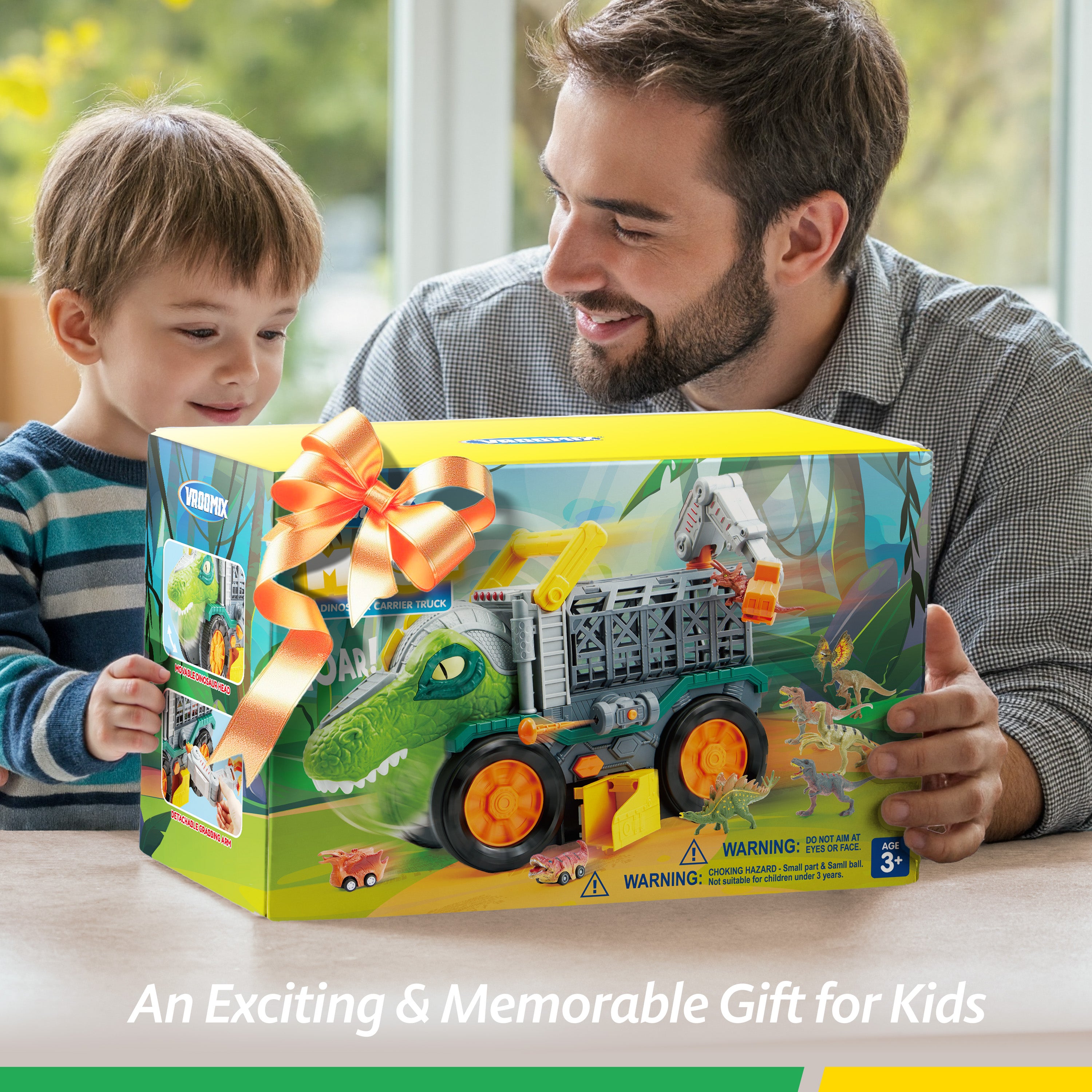 VROOMIX T-Rex Dinosaur Carrier Truck Playset with Dart Launcher