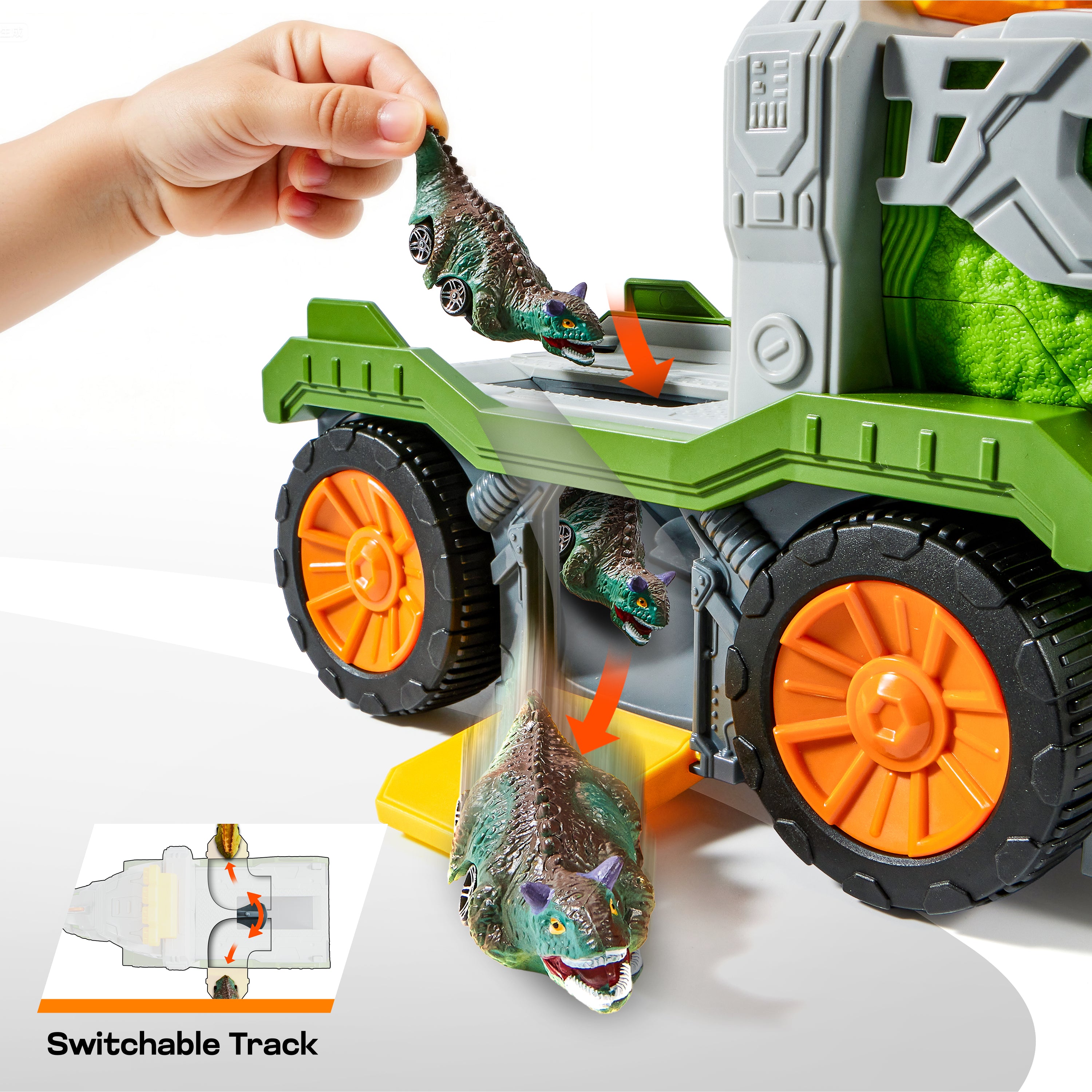 Vroomix T-Rex Dinosaur Carrier Truck Set with Dart Launcher