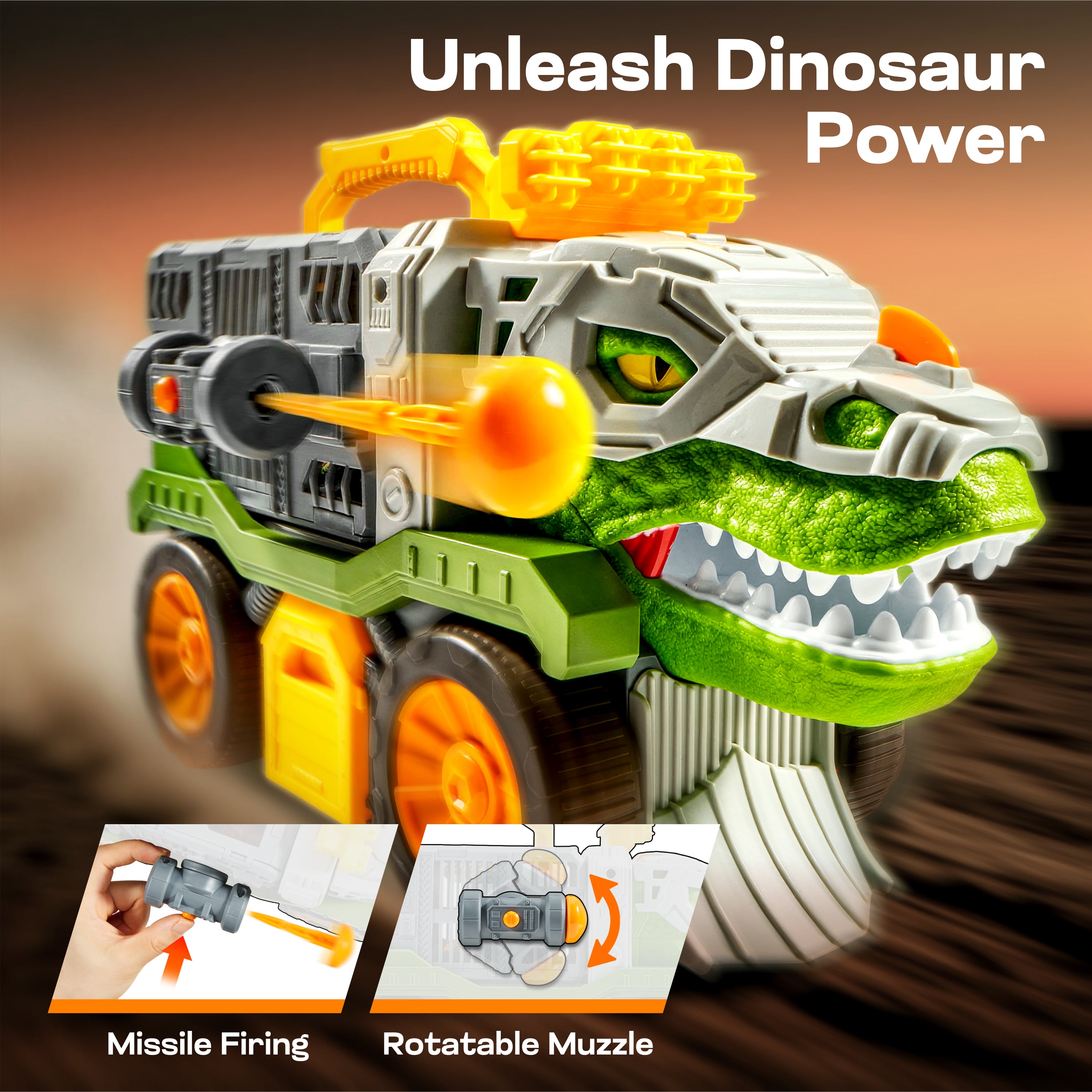 Vroomix T-Rex Dinosaur Carrier Truck Set with Dart Launcher