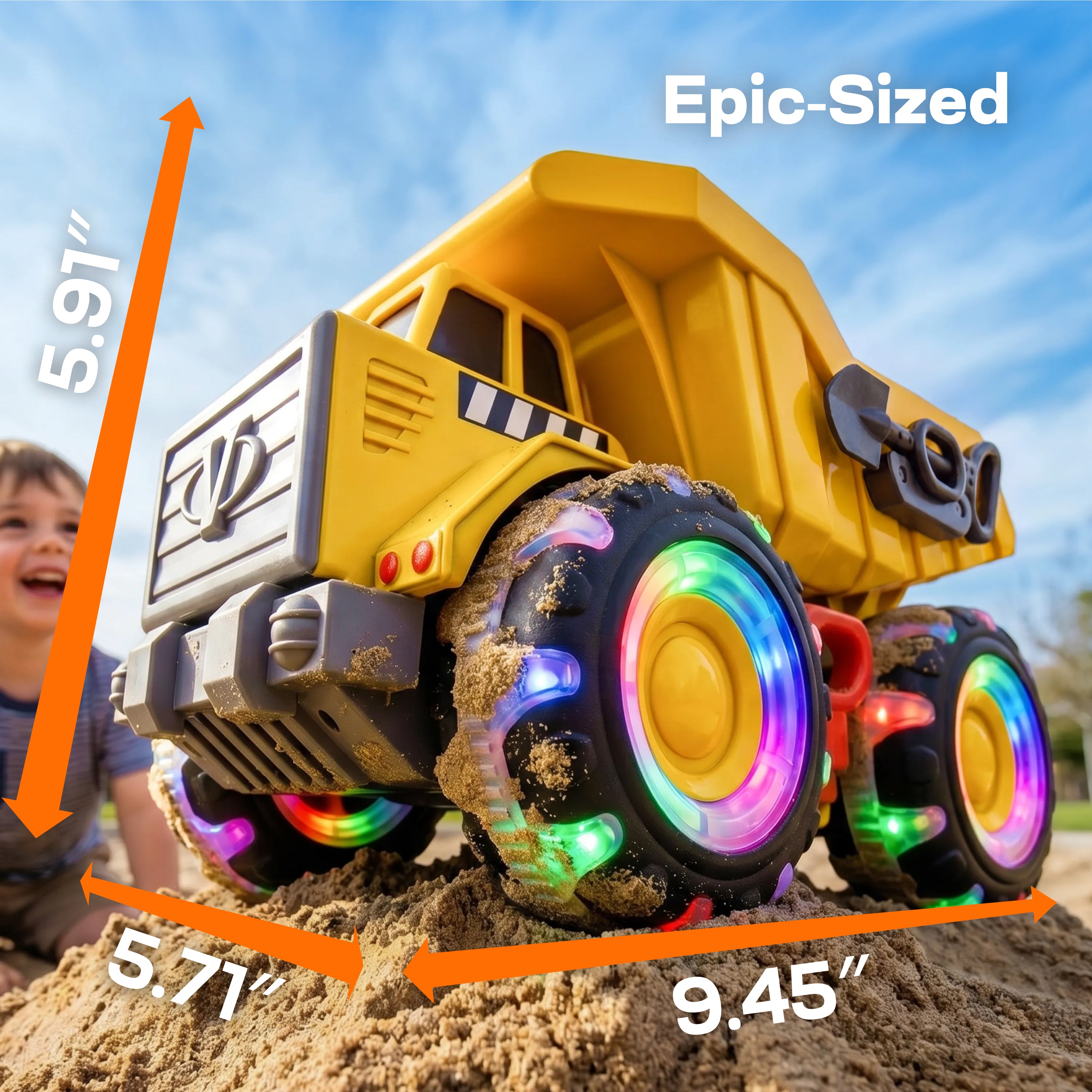 VROOMIX Kids Toy Dump Truck with Lights & Sounds