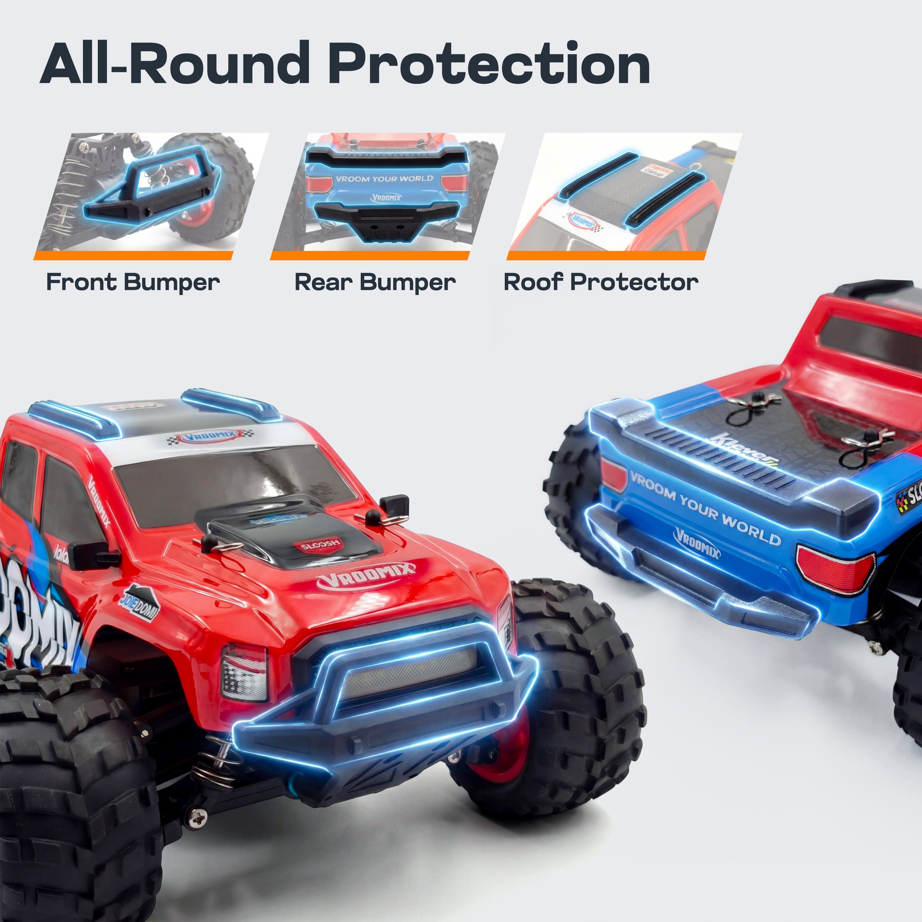 VROOMIX All-Terrain 4WD High-Speed RC Monster Truck (Dual Batteries)