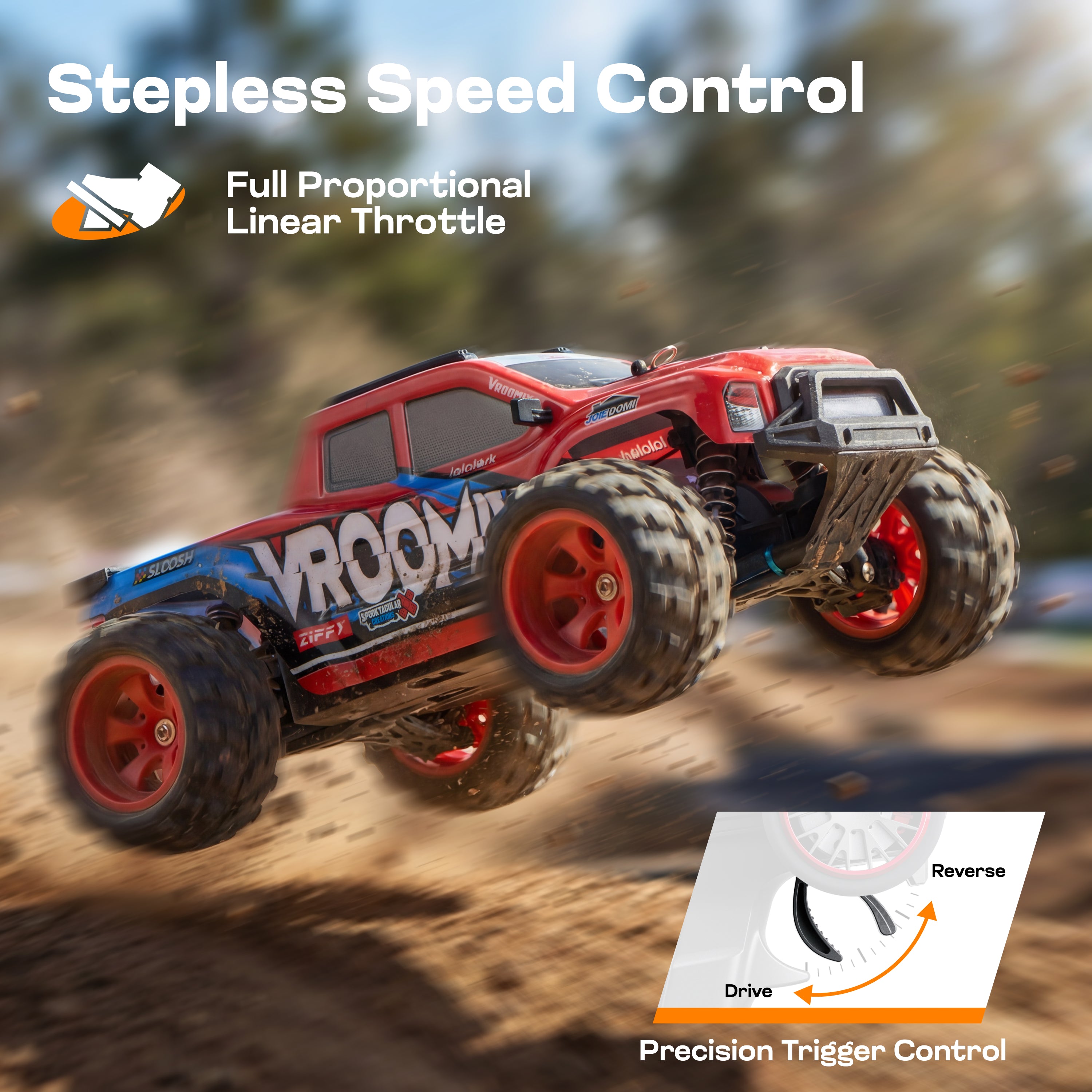 VROOMIX All-Terrain 4WD High-Speed RC Monster Truck (Dual Batteries)
