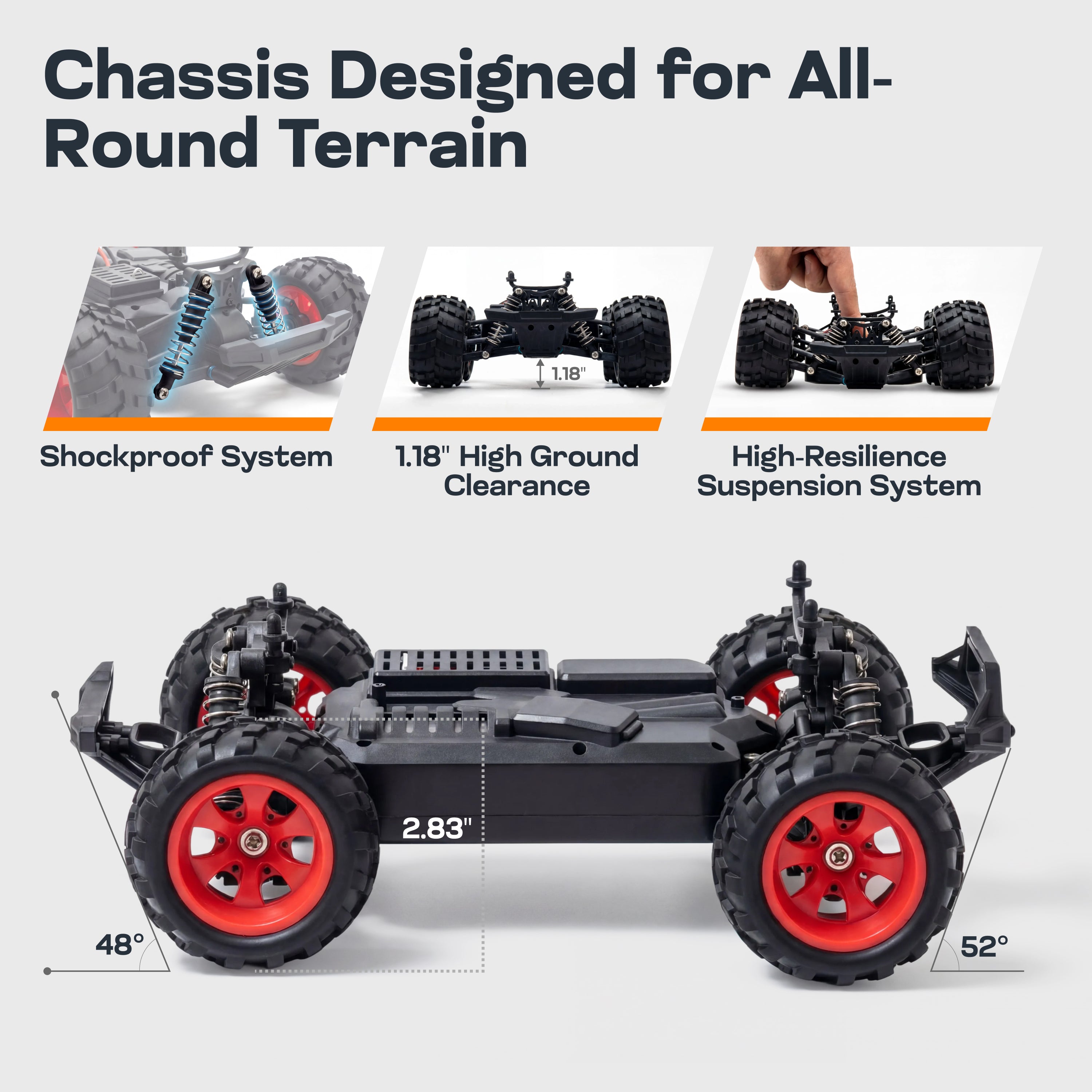 VROOMIX All-Terrain 4WD High-Speed RC Monster Truck (Dual Batteries)