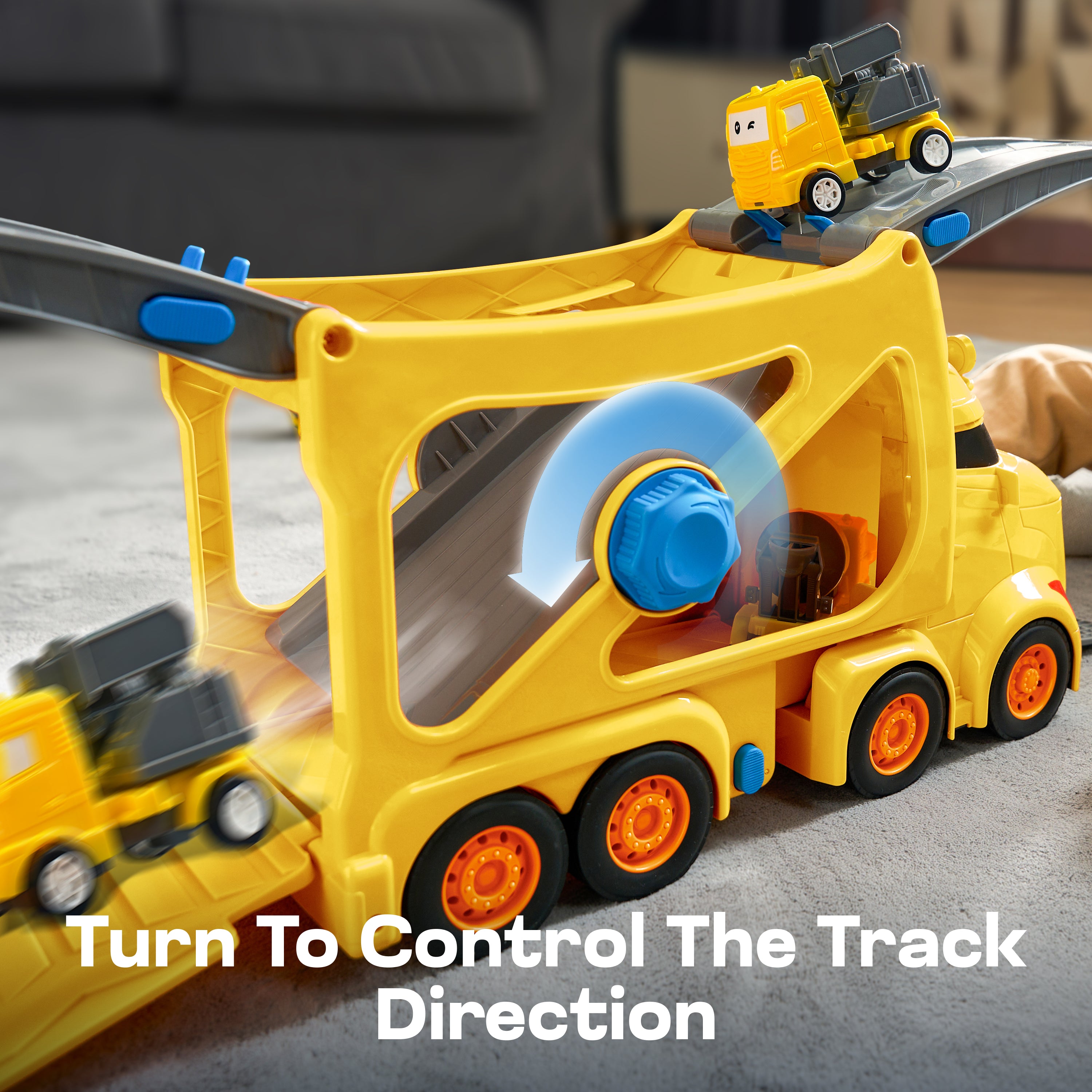 VROOMIX 7-in-1 Construction Transport Carrier Truck Set with Lights & Sounds