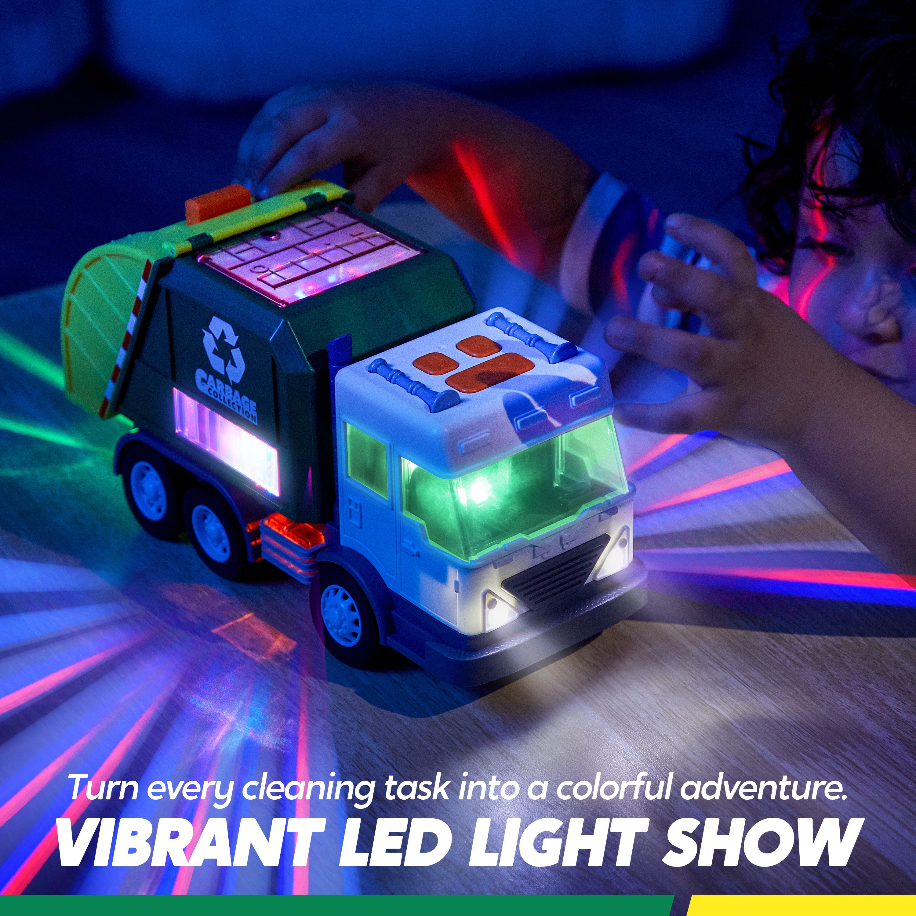 VROOMIX Interactive LED Garbage Truck Toy Set with Dumpster