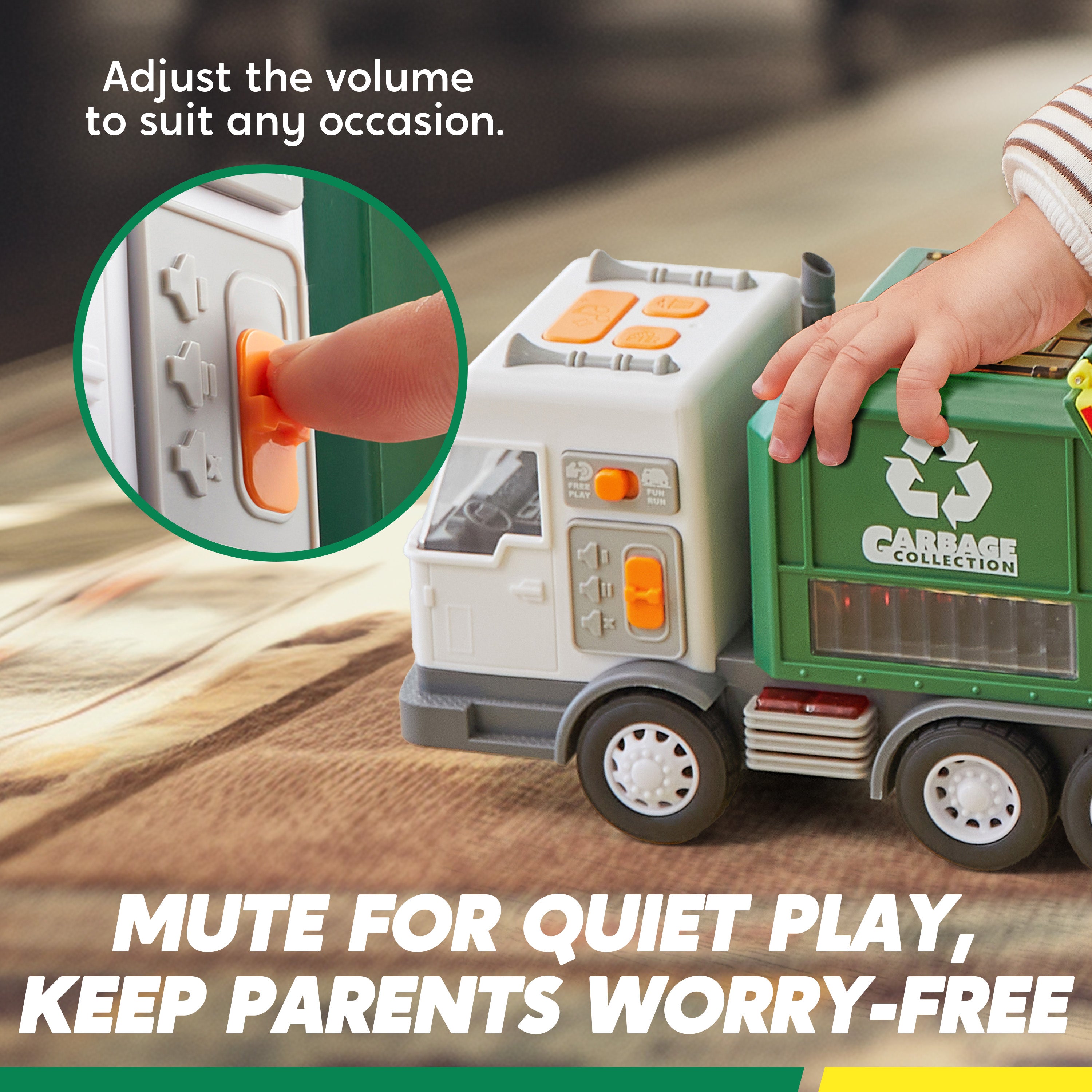 VROOMIX Interactive LED Garbage Truck Toy Set with Dumpster