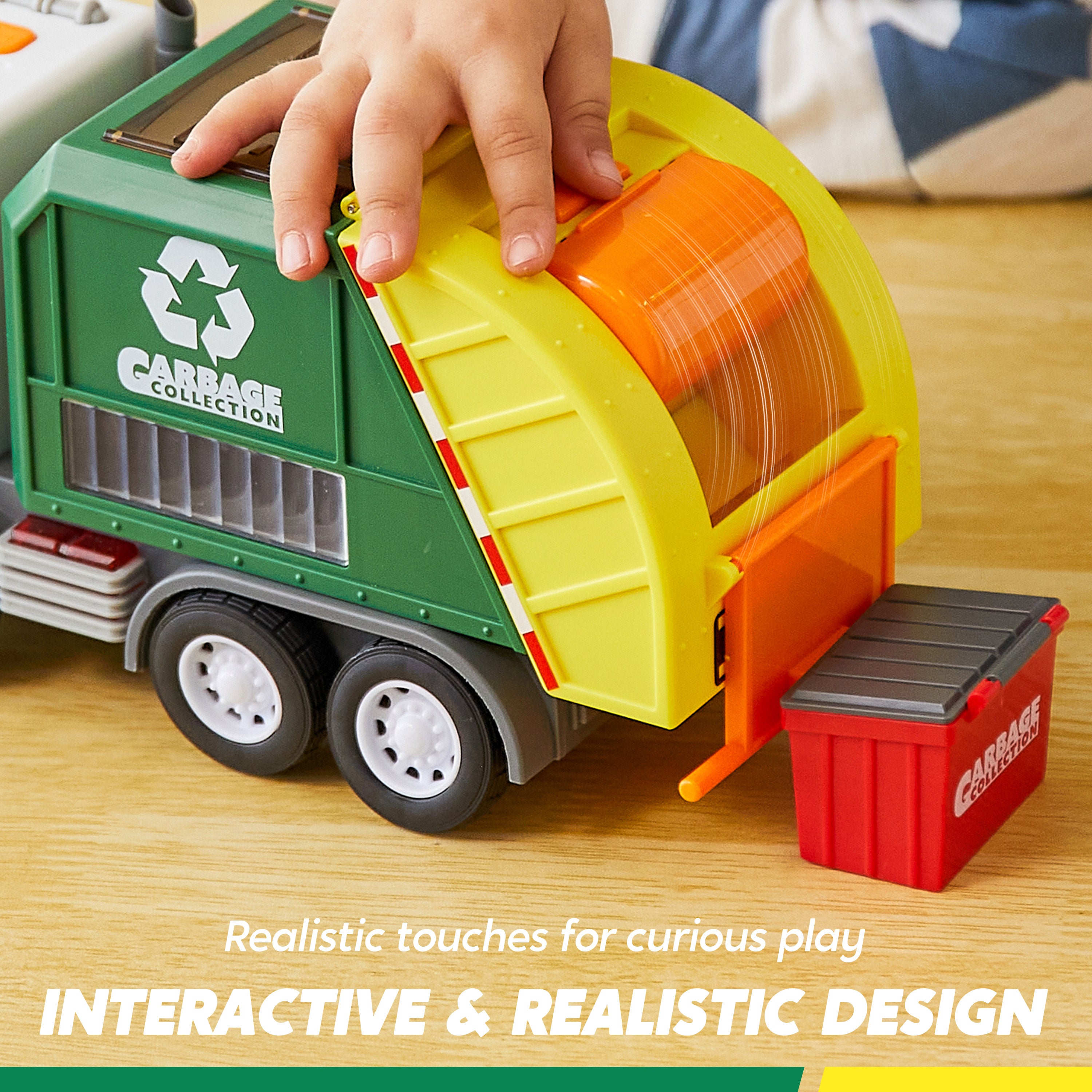 VROOMIX Interactive LED Garbage Truck Toy Set with Dumpster