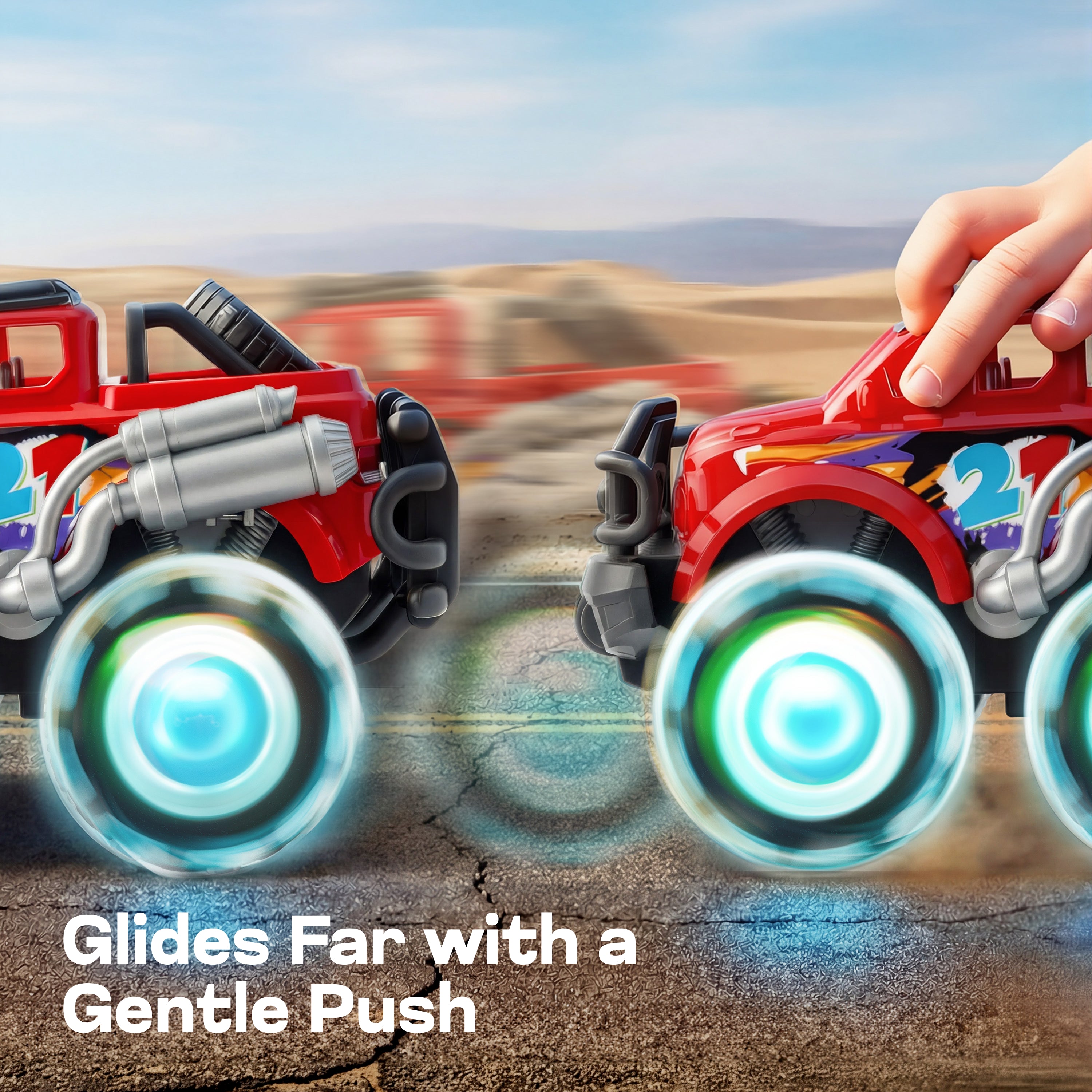 JOYIN Light-Up Monster Truck Toys with LED Wheels (3-Pack)