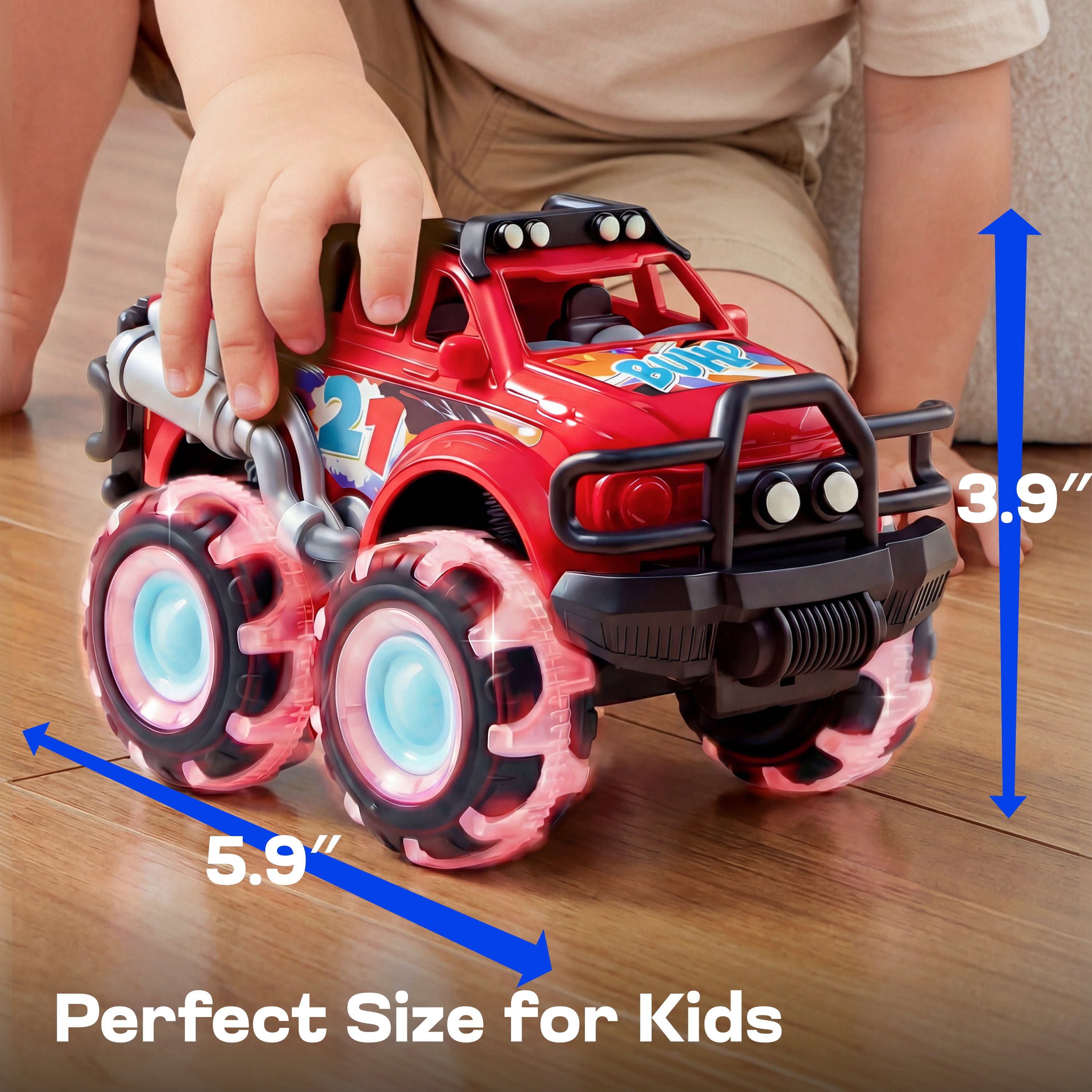 JOYIN Light-Up Monster Truck Toys with LED Wheels (3-Pack)