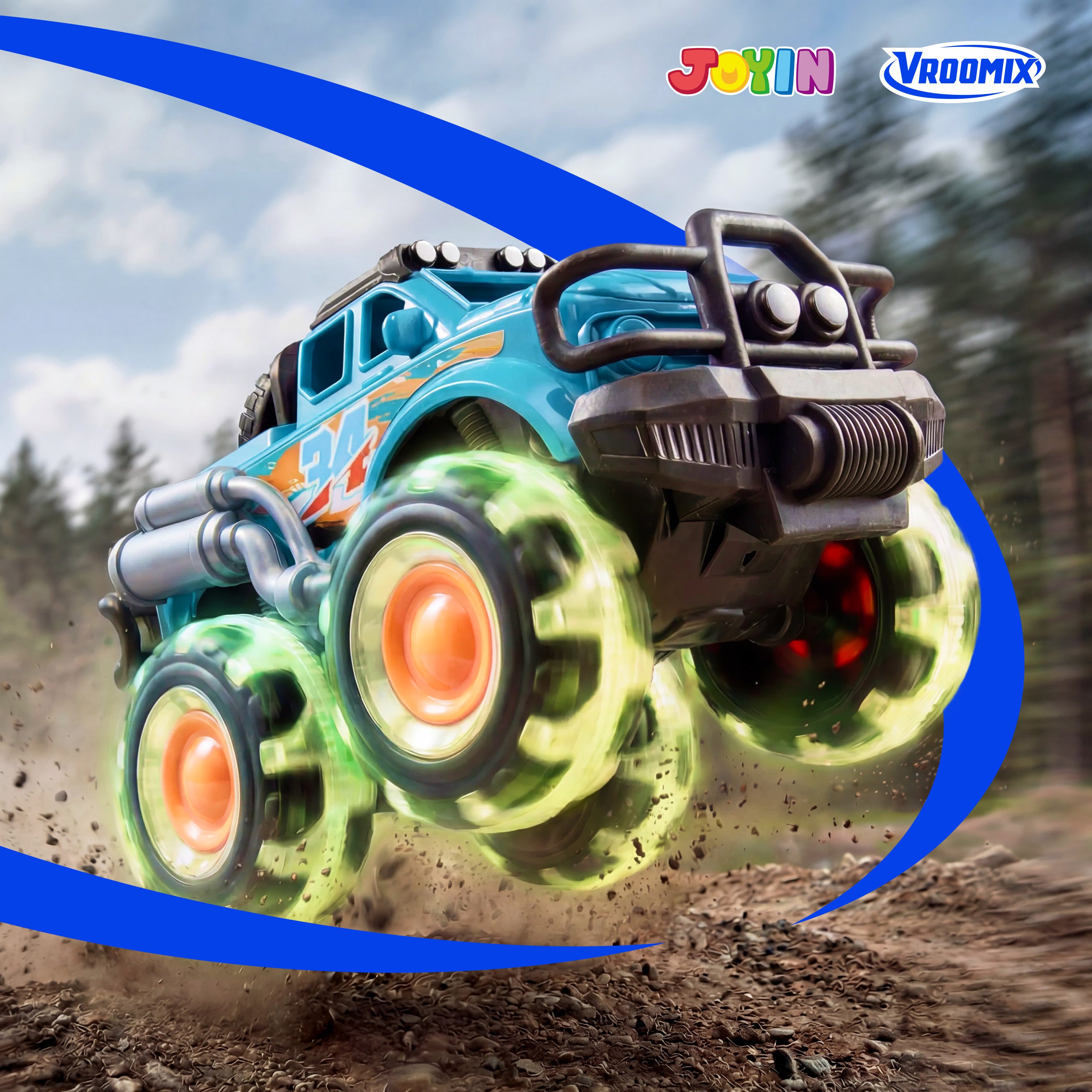 JOYIN Light-Up Monster Truck Toys with LED Wheels (3-Pack)